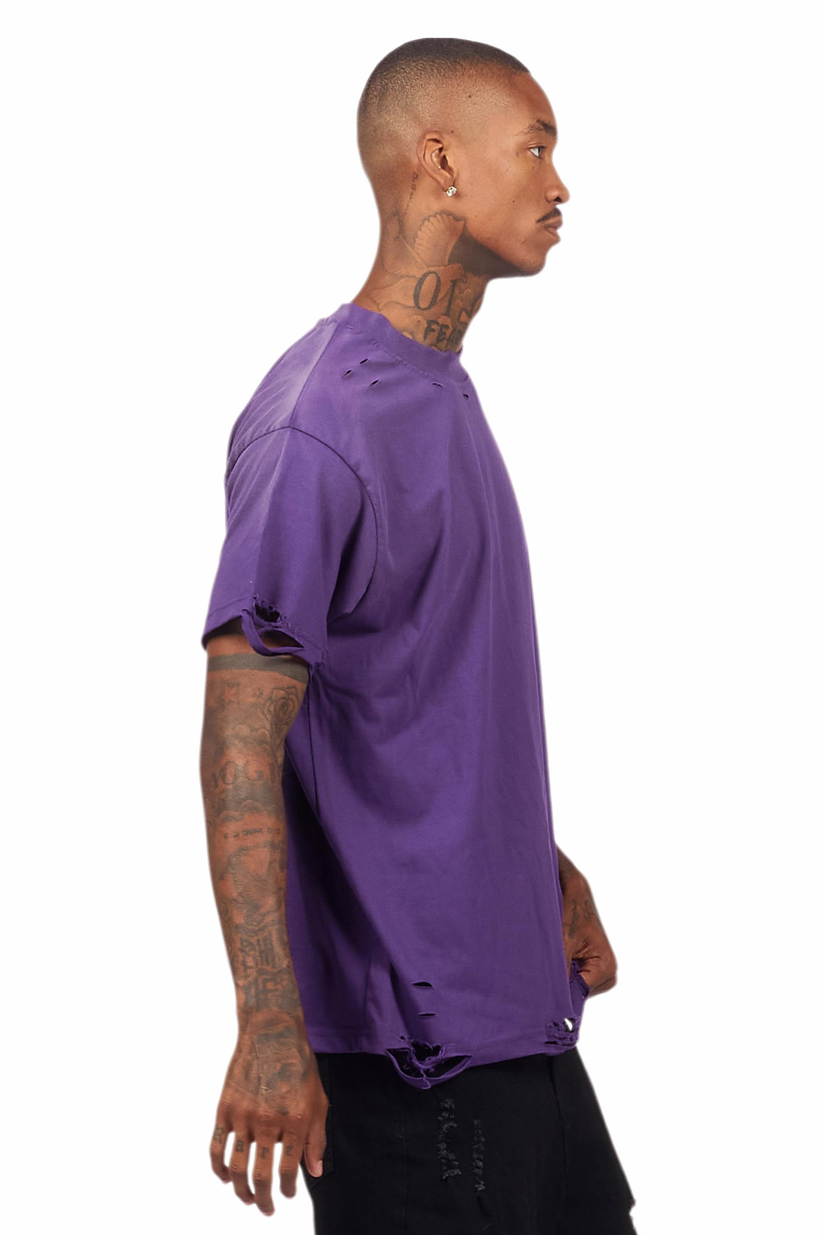 Drako Purple Oversized Graphic T-Shirt Male Product Image