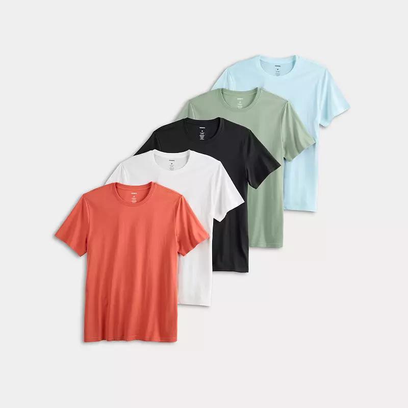 Men's Sonoma Goods For Life® Supersoft 5-Pack Crewneck Tees, Size: XL, Oliveneutral Teampack Product Image