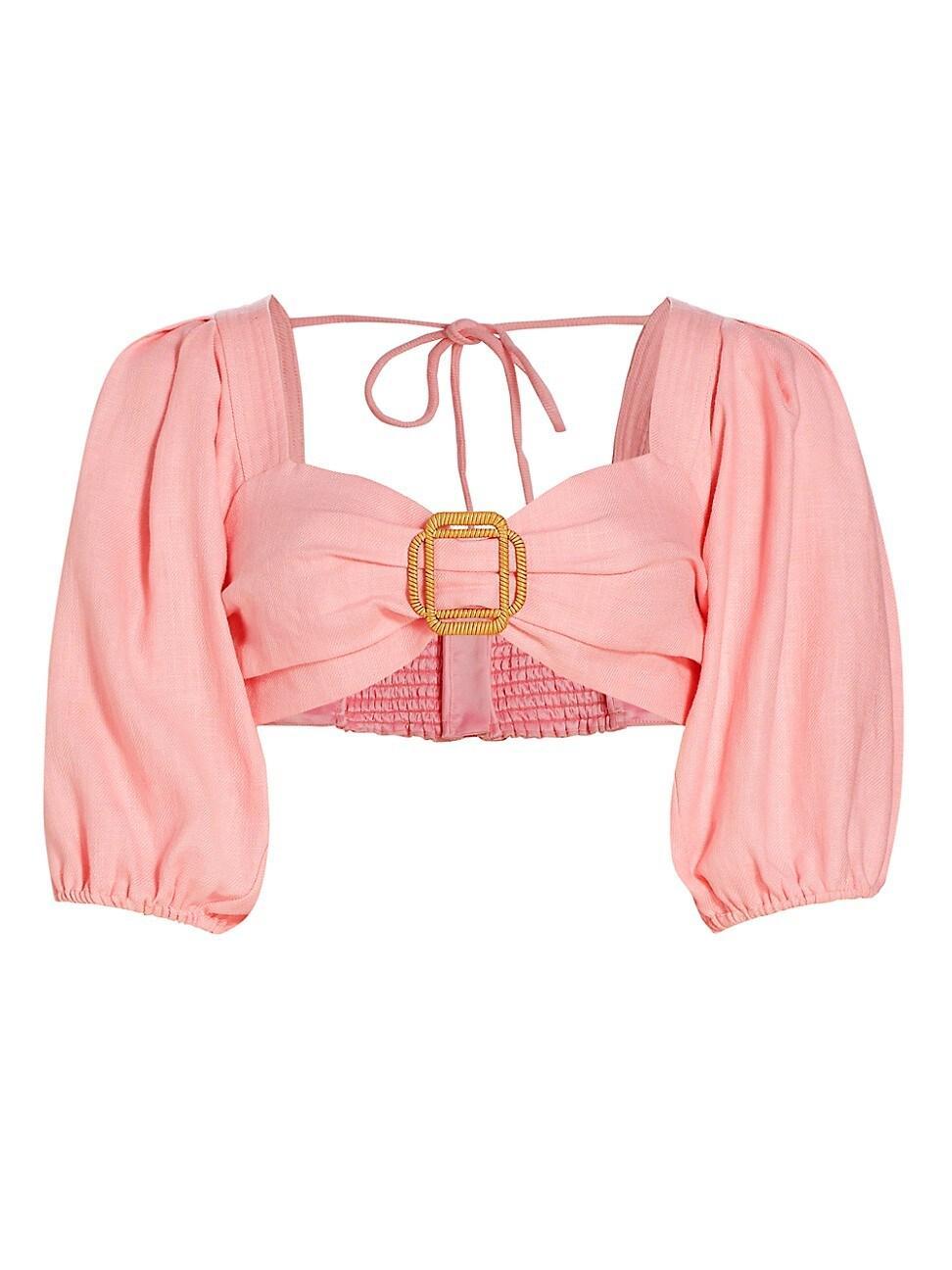 Womens Kelsey Puff-Sleeve Crop Top Product Image