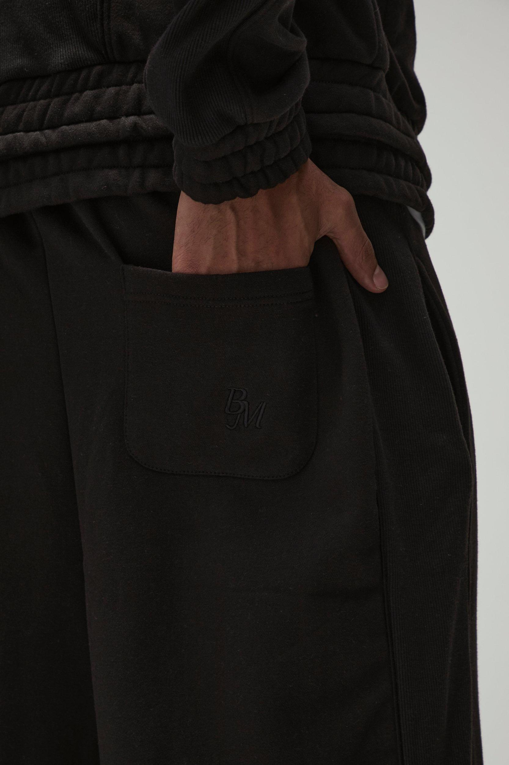 Extreme Wide Leg Heavy Rib Panelled 3D Embroidered Sweatpants | boohooMAN USA Product Image