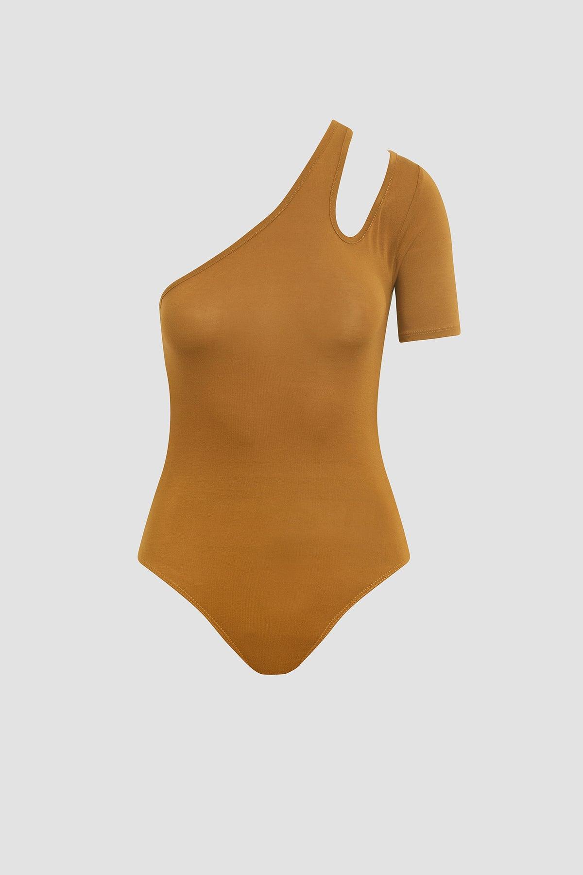 Short Sleeve Asymmetrical Bodysuit Female Product Image