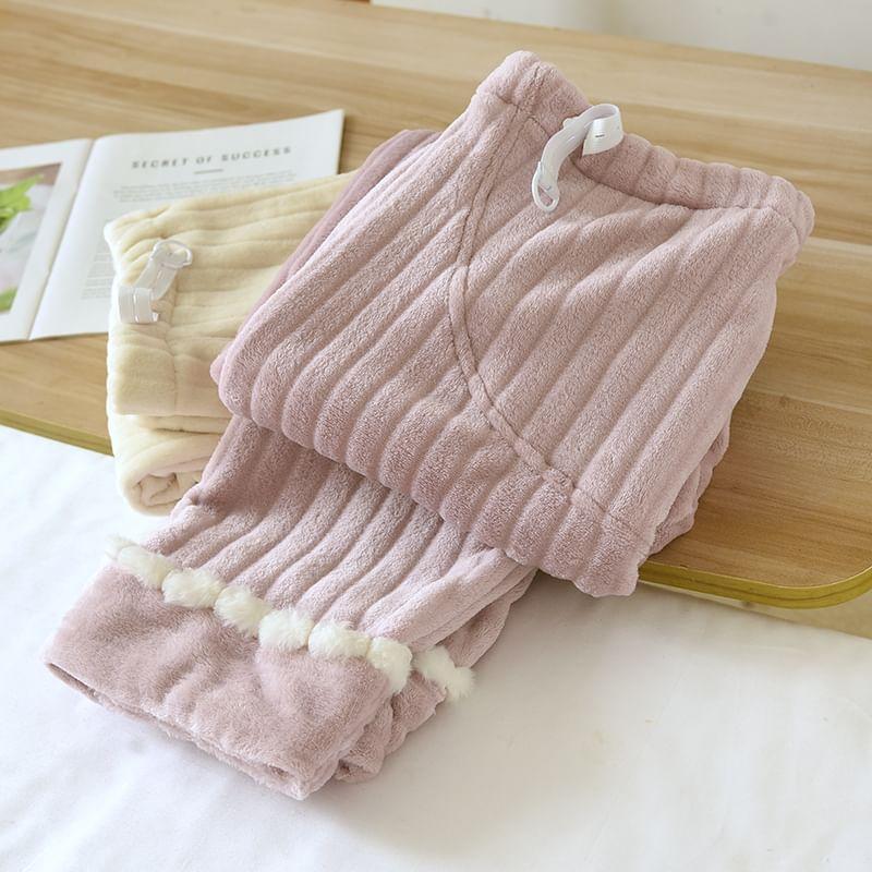 Maternity Elastic Waist Pom Pom Fleece Pajama Pants Product Image
