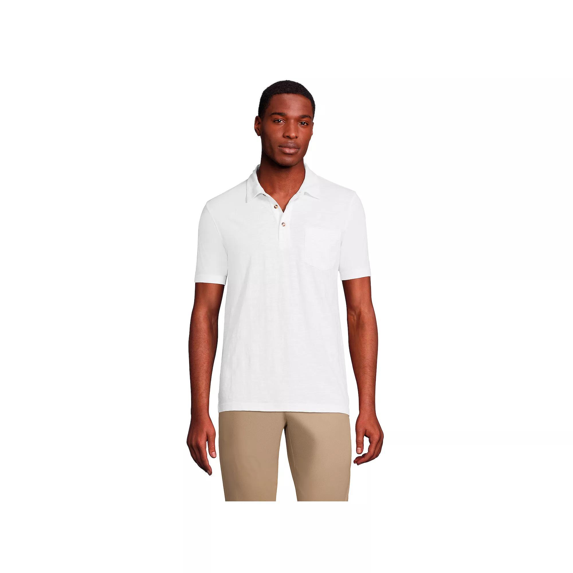 Men's Lands' End Slub Pocket Polo, Size: XXL, White Product Image