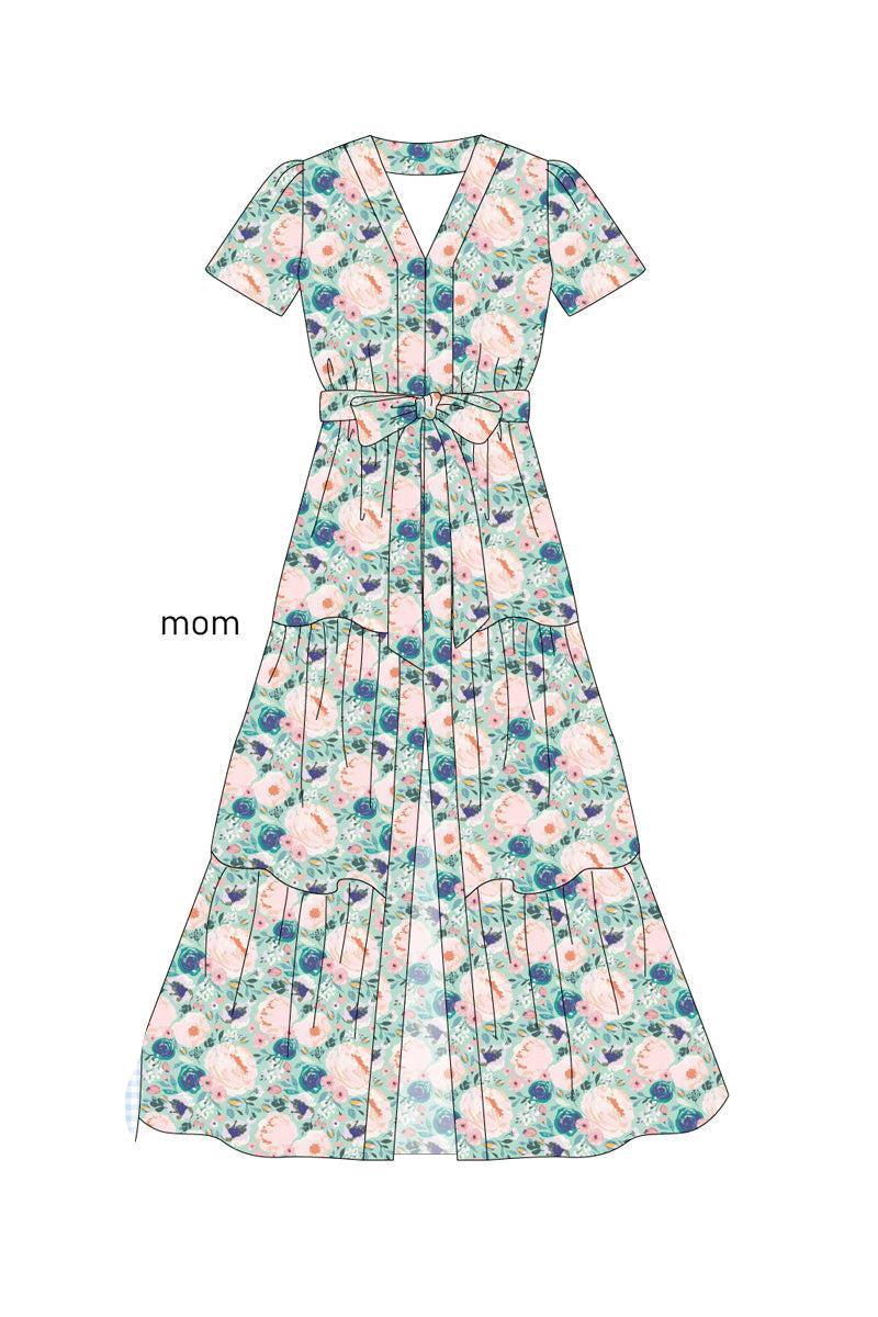 Blue tiered mom dress Product Image