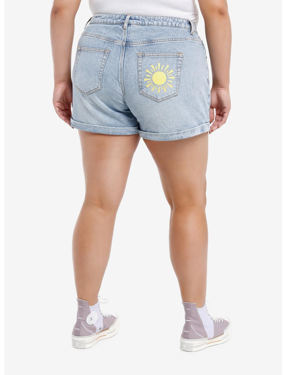 Care Bears Glitter Print Denim Mom Shorts Plus Size Product Image