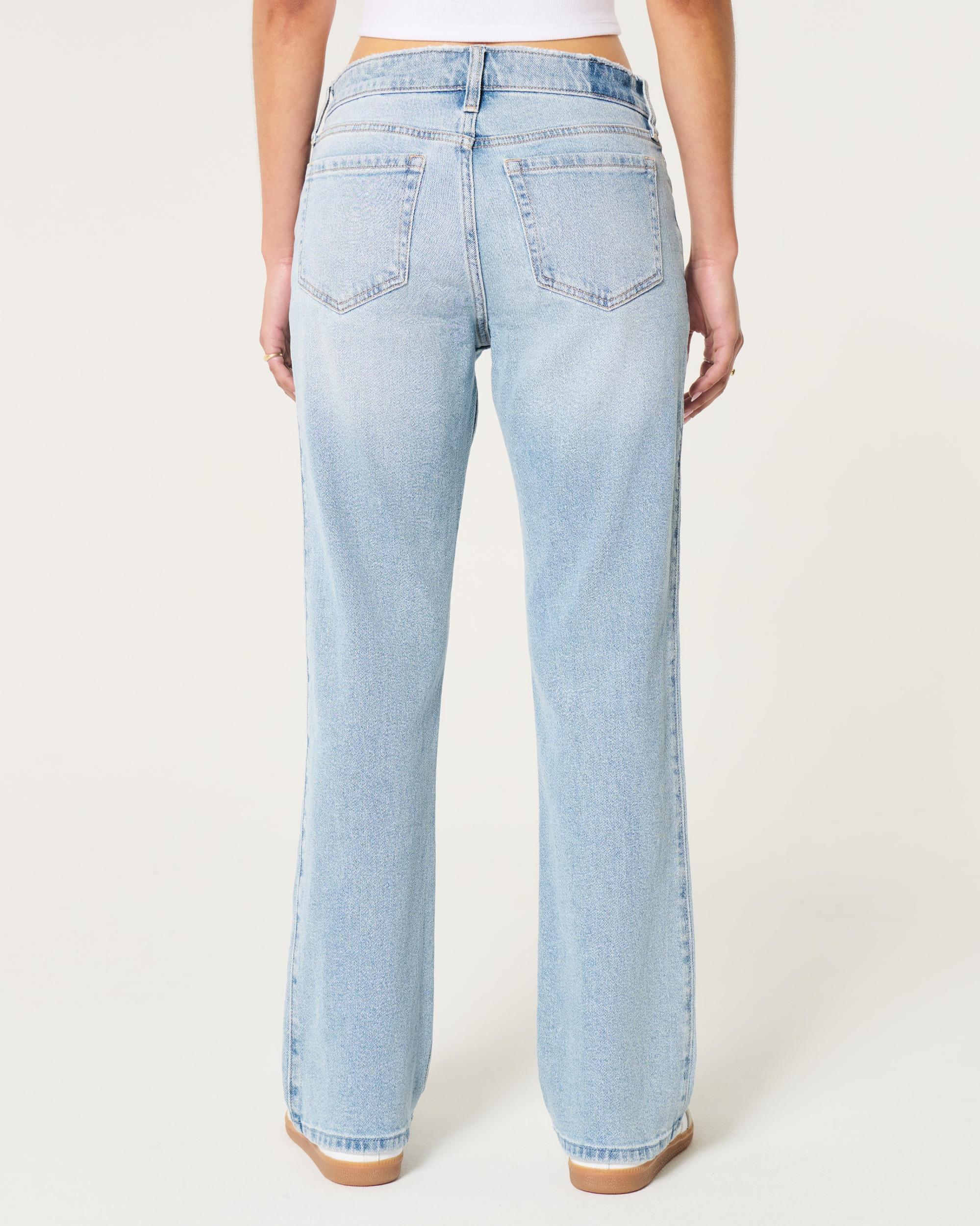 Low-Rise Light Wash Relaxed Straight Jeans Product Image