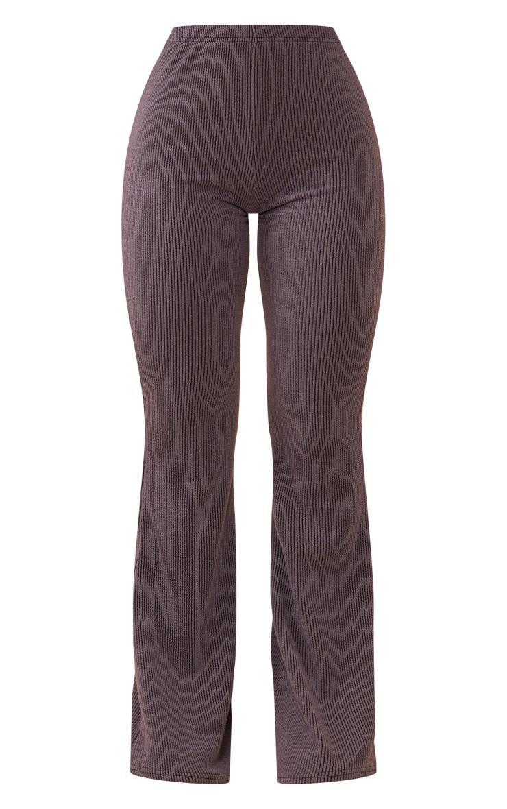 Charcoal Two Tone Rib High Waist Flares Product Image