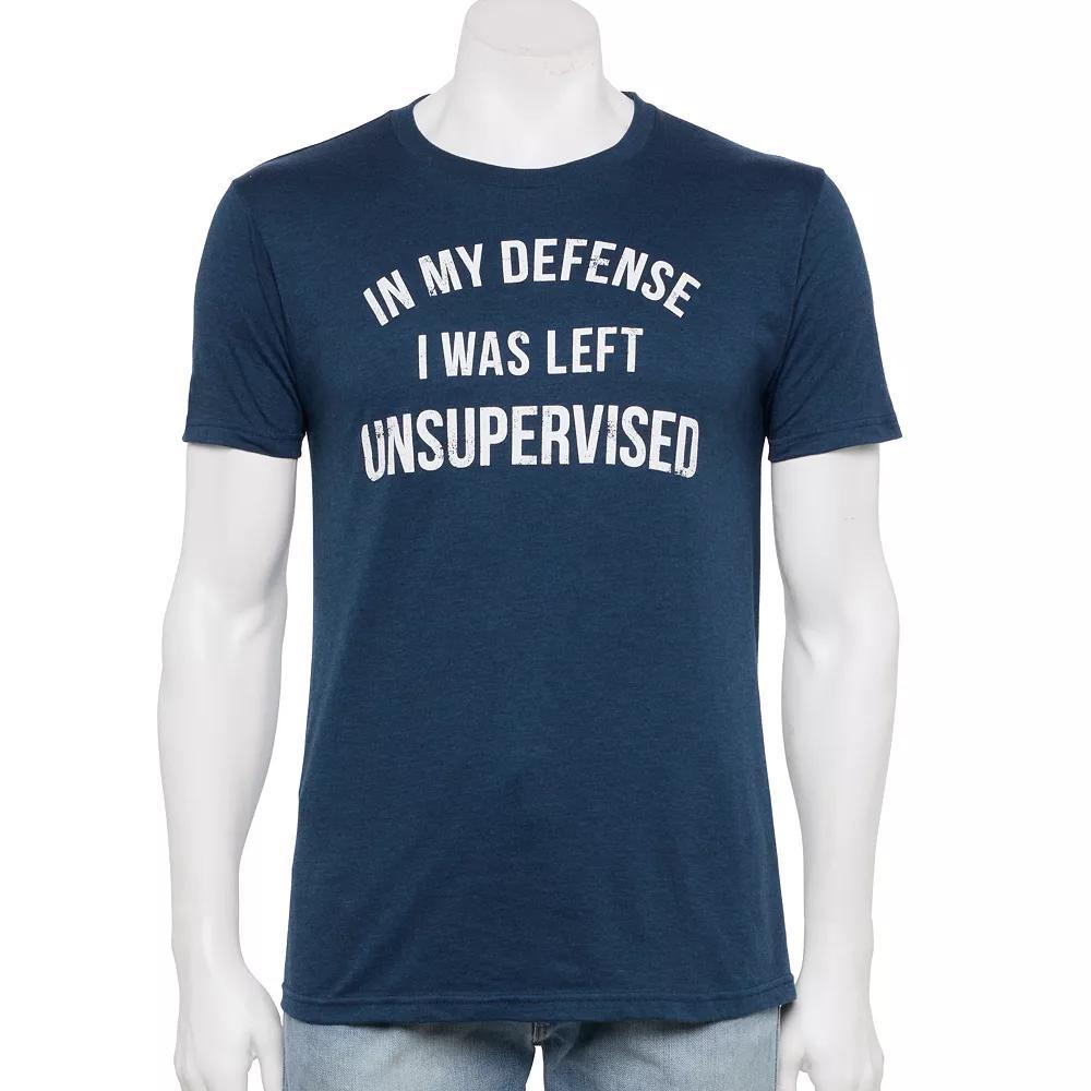 Men's In My Defense I Was Left Unsupervised Tee, Size: XXL, Blue Hthr Product Image