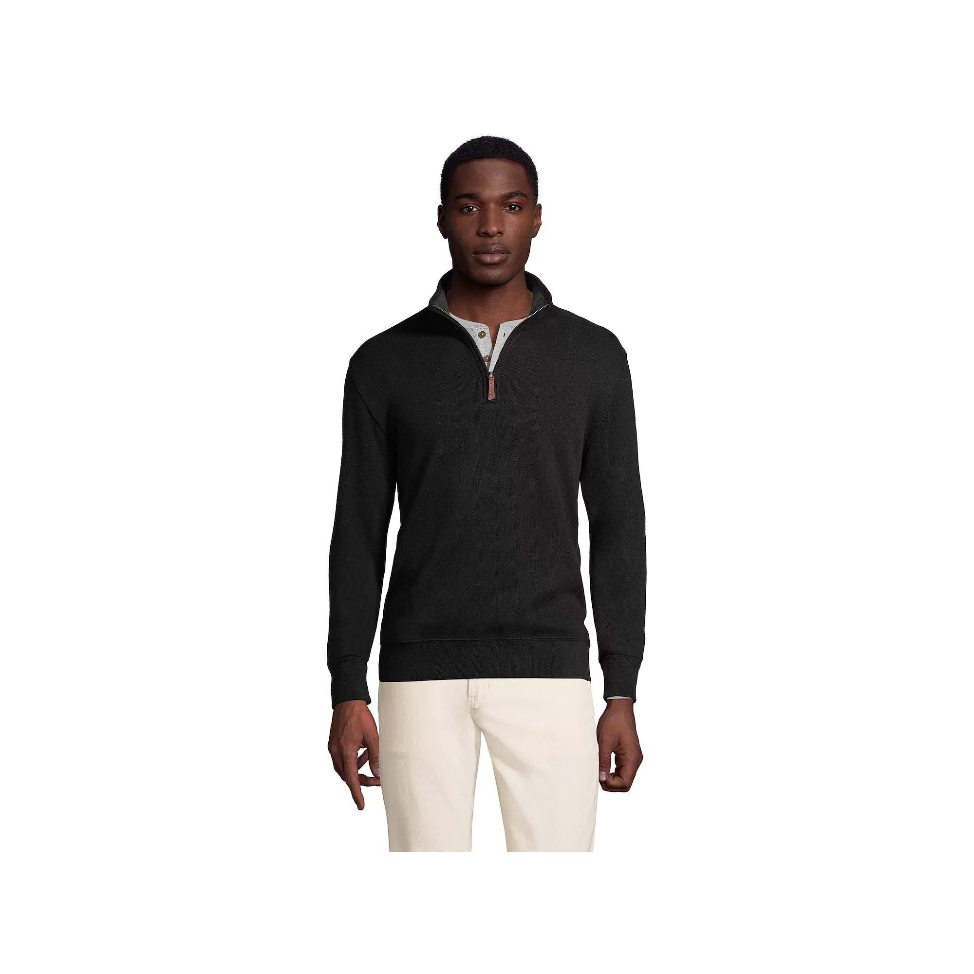 Big & Tall Lands End Bedford Classic-Fit Ribbed Quarter-Zip Sweater, Mens Product Image