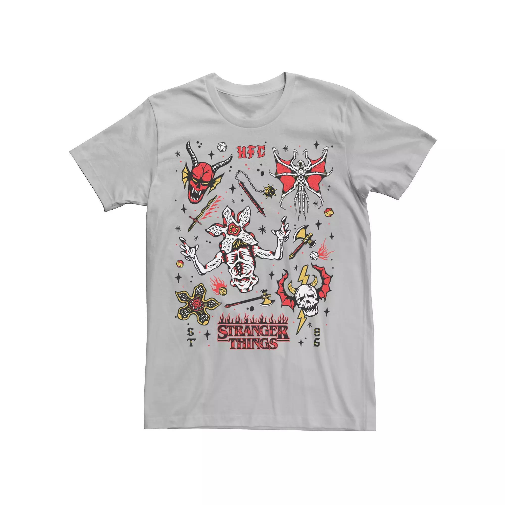 Men's Netflix Stranger things Stranger Flash Sheet Monsters Tee, Size: Medium, Natural Product Image