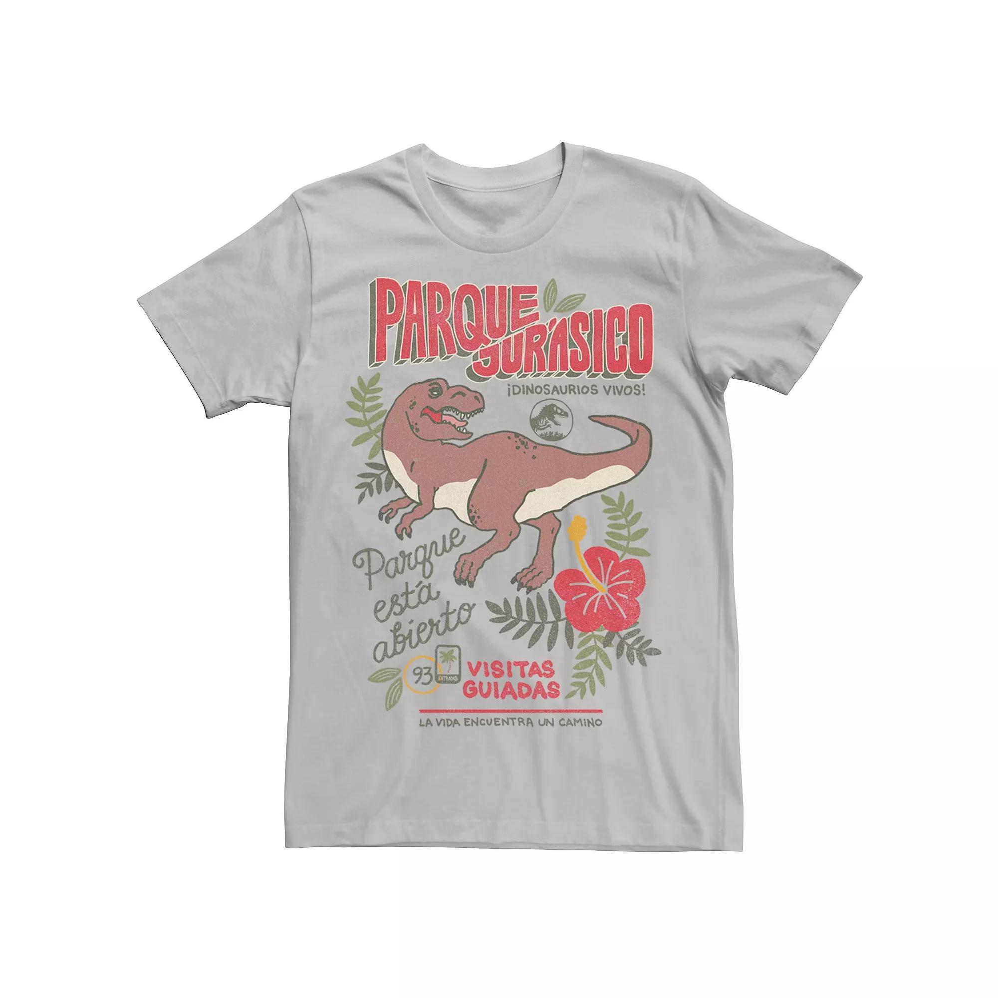 Men's Jurassic Park Spanish Opening Day Poster Tee, Size: Medium, Athletic Grey Product Image