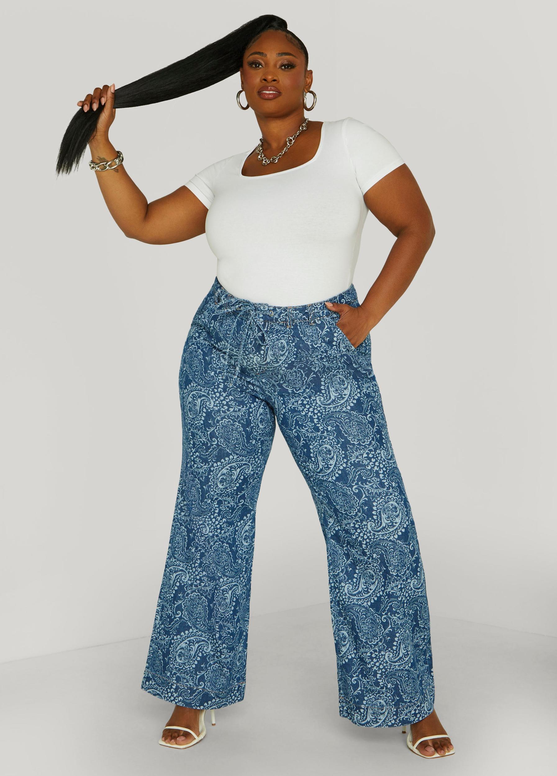Paisley Print Straight Leg Jeans Product Image