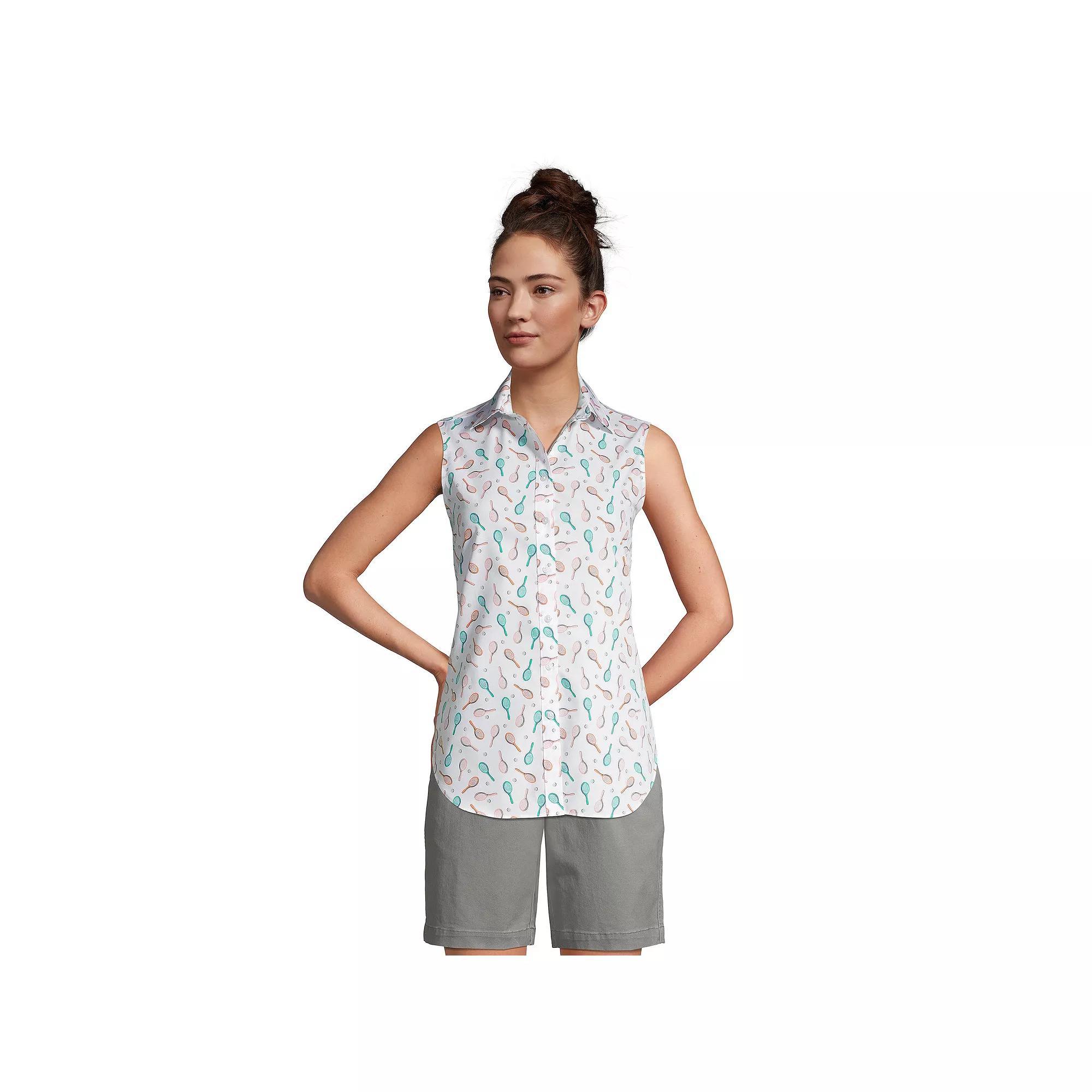 Petite Lands End No-Iron Supima Cotton Sleeveless Shirt, Womens Product Image
