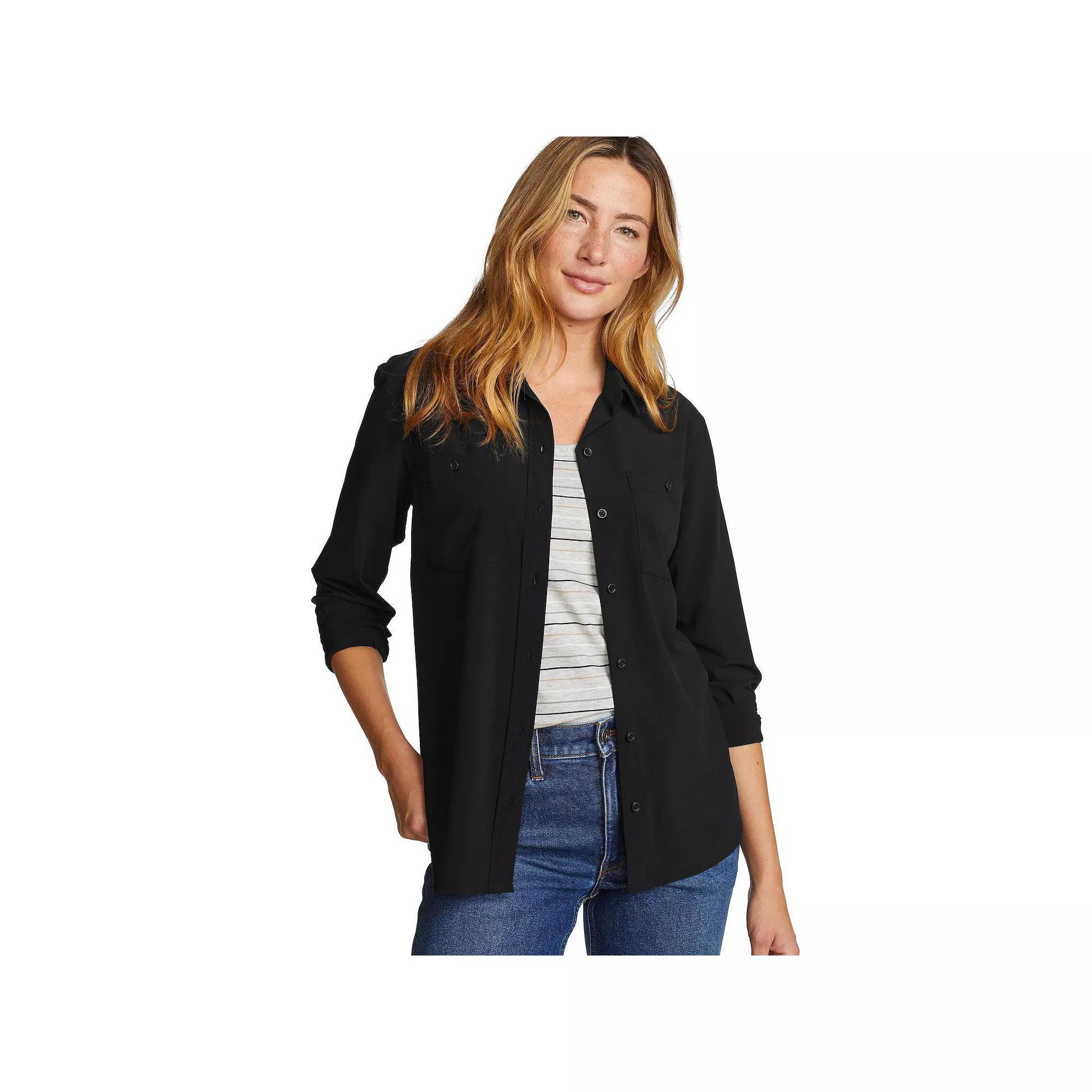 Women's Eddie Bauer Departure 3.0 Long Sleeve Shirt, Size: XXL, Black Product Image