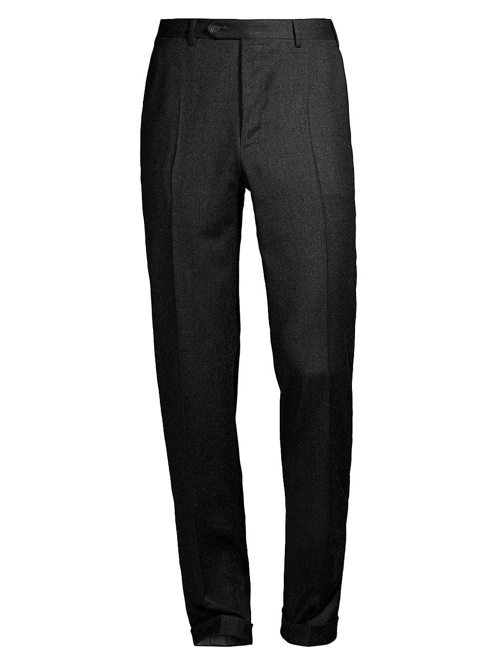 Mens Solid Flannel Wool Trousers Product Image