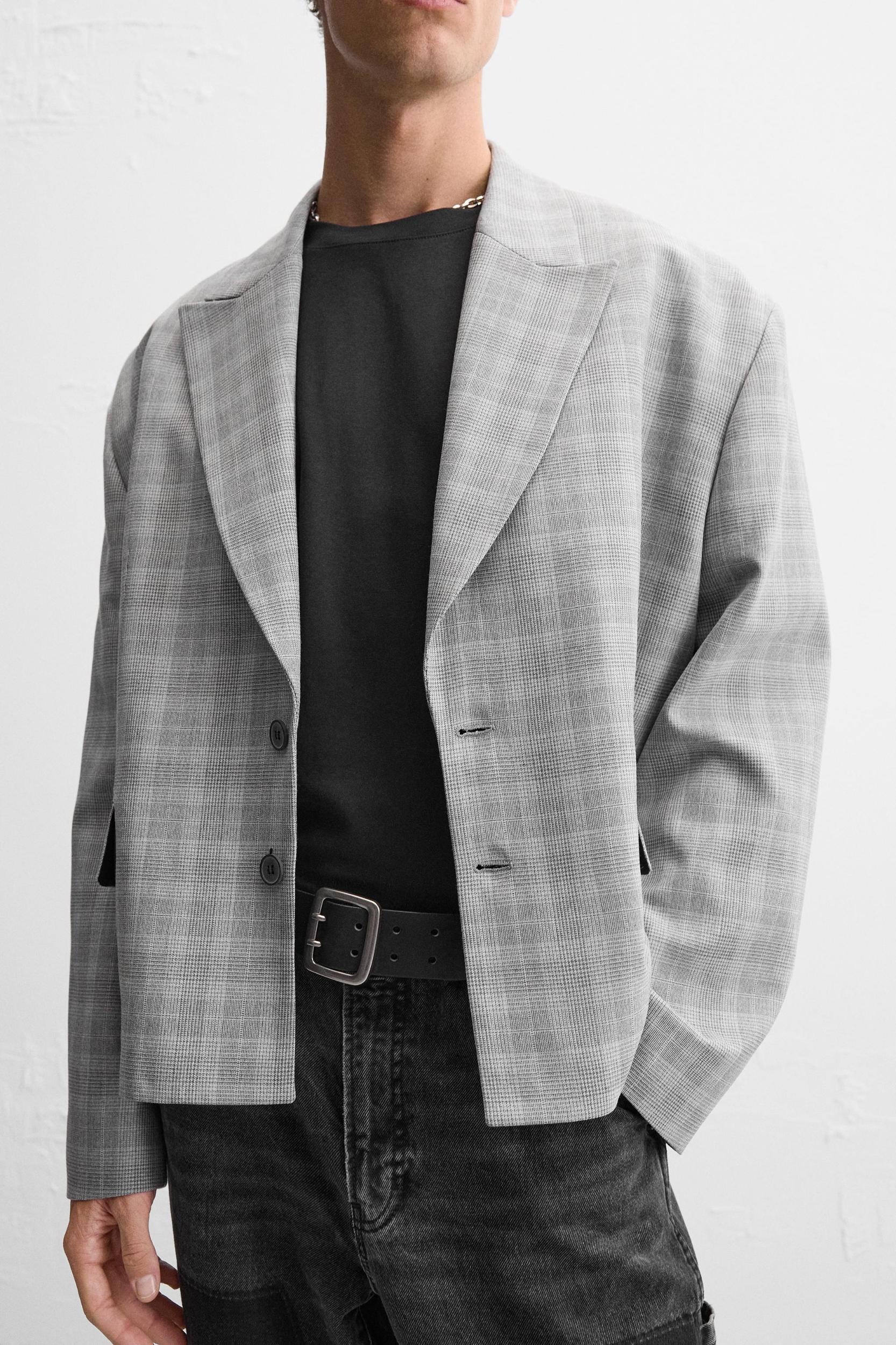 CHECKERED OVERSIZED FIT BLAZER Product Image
