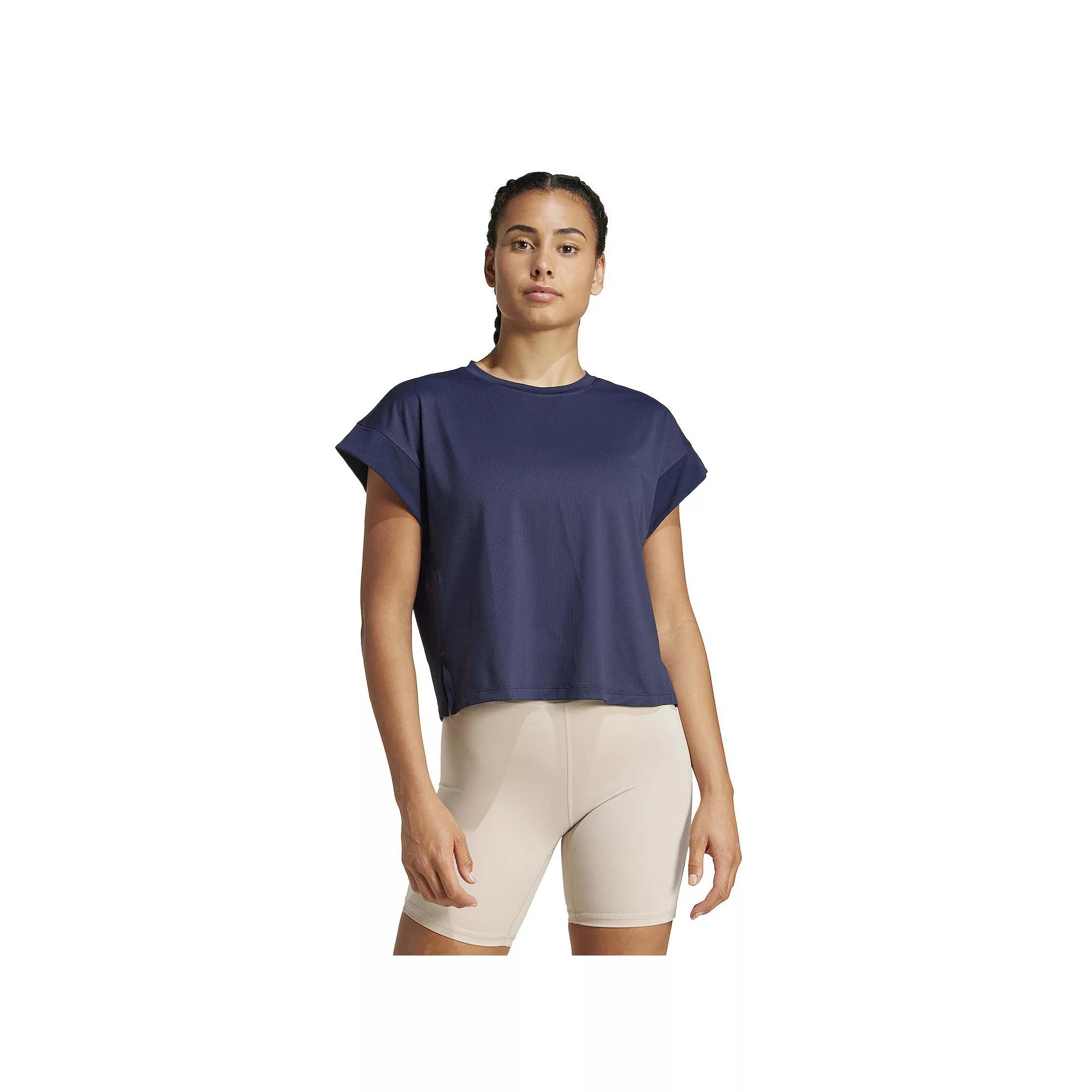 Women's adidas Cropped Studio Tee, Size: Small, Legend Ink Product Image