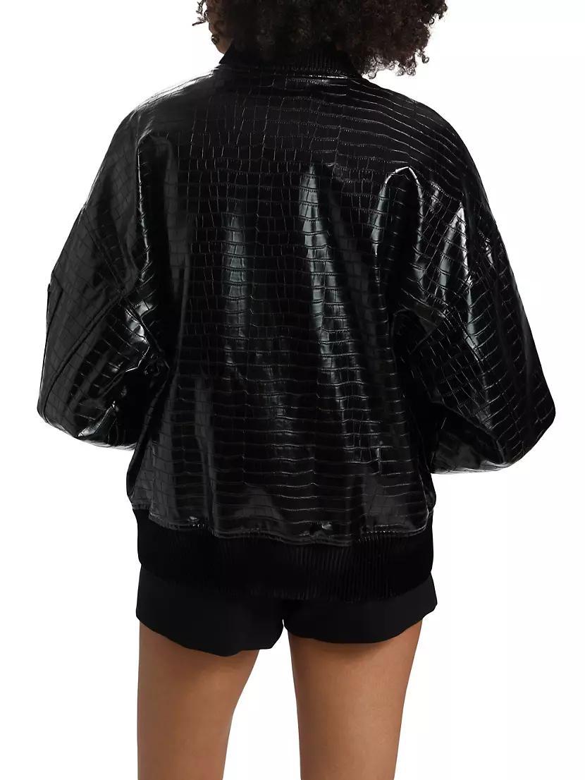 Debossed Croc Bomber Jacket Product Image