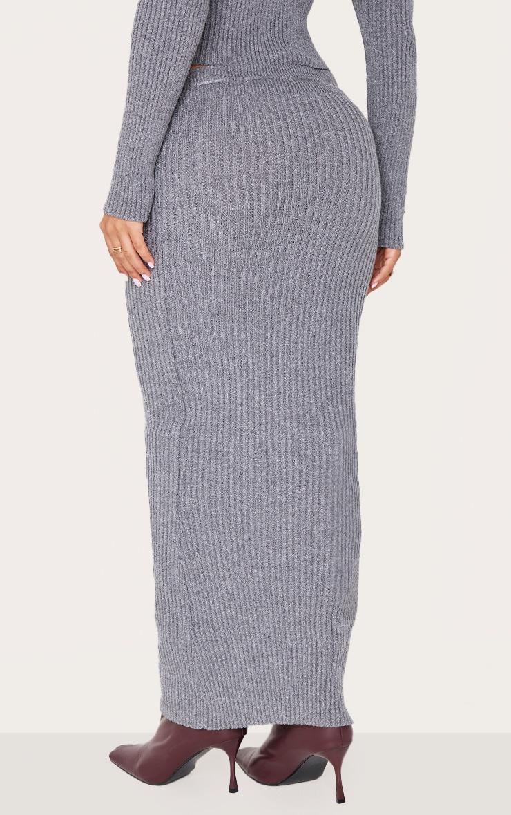 Petite Charcoal Knitted Maxi Skirt With Tie Details Product Image