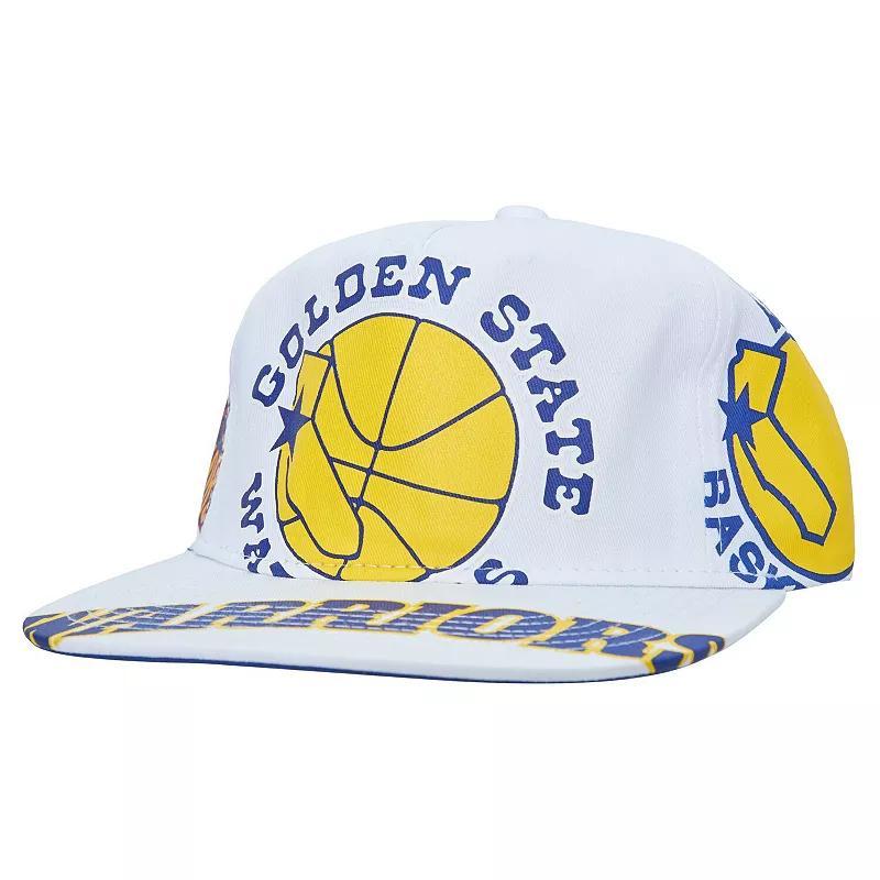 Mitchell & Ness Mens Golden State Warriors Mitchell & Ness Warriors In Your Face Deadstock Snapback - Mens White/Blue Product Image