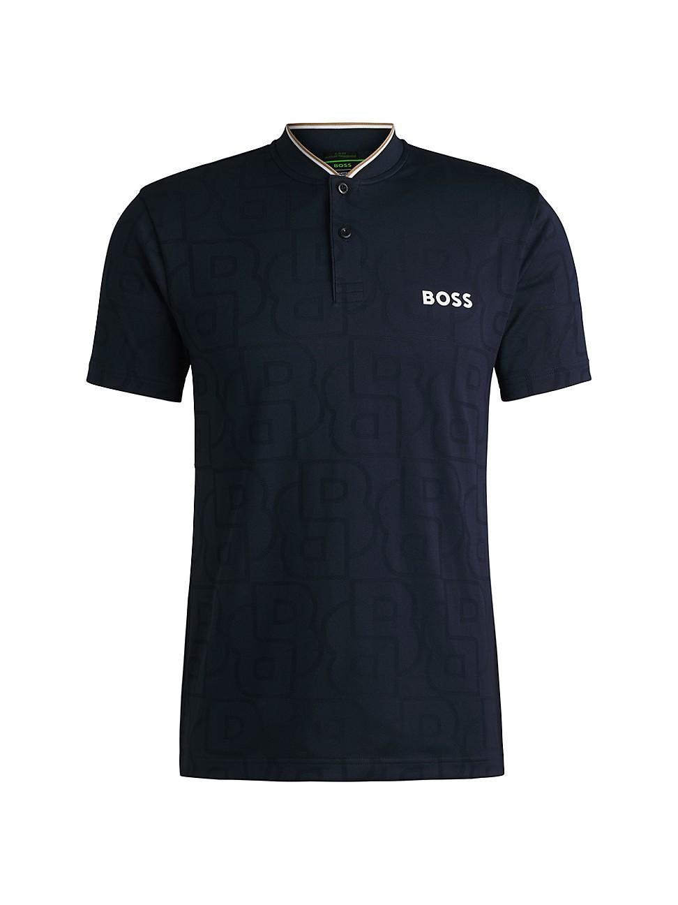 Mens BOSS x Matteo Berrettini Polo Shirt in Monogram-Mesh Jacquard Product Image
