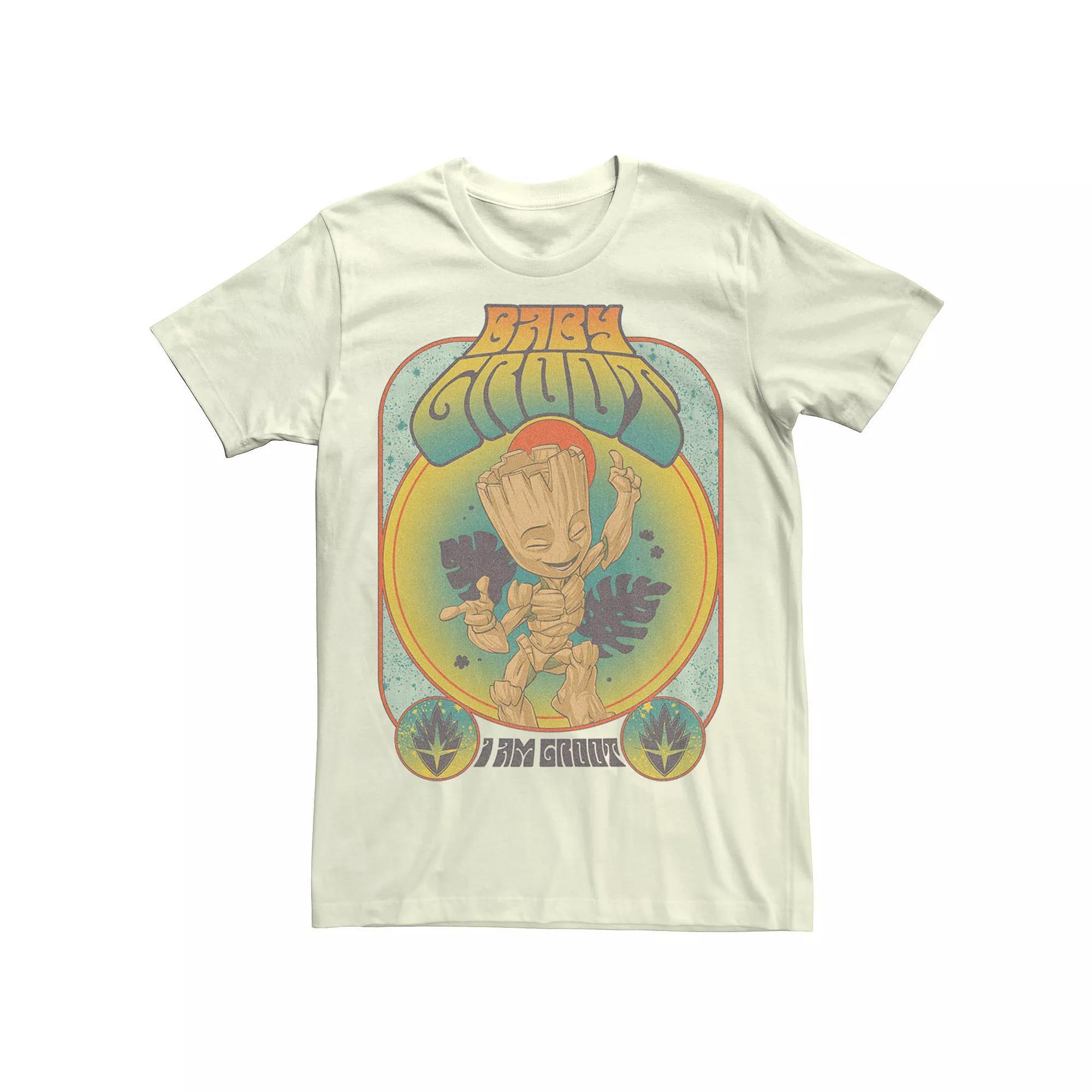 Men's Marvel Guardian Of The Galaxy Cute Groot Gig Retro Tee, Size: Medium, Natural Product Image