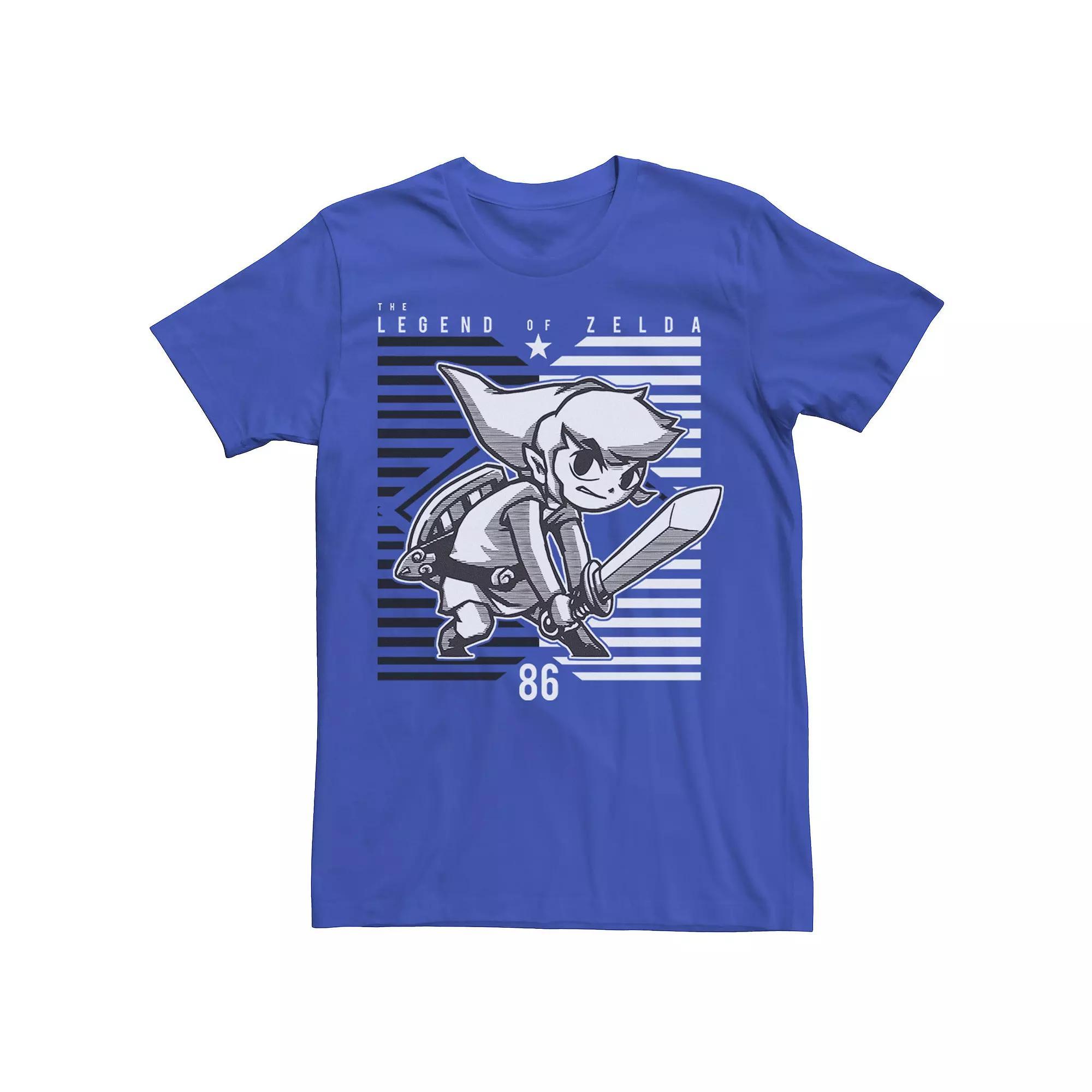 Men's Nintendo The Legend Of Zelda '86 Striped Background Tee, Size: Medium, Royal Product Image