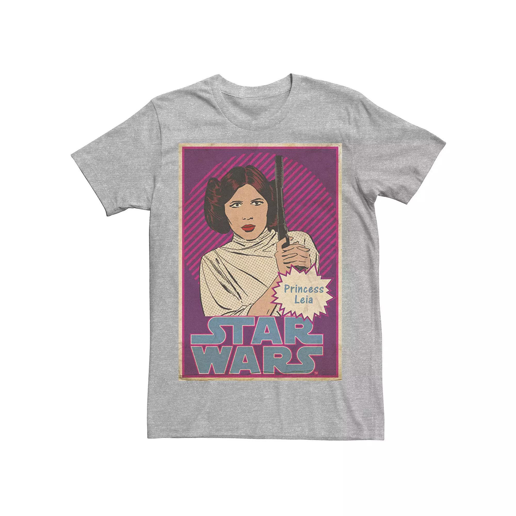 Mens Star Wars Princess Leia Vintage Trading Card Graphic Tee Athletic Grey Product Image