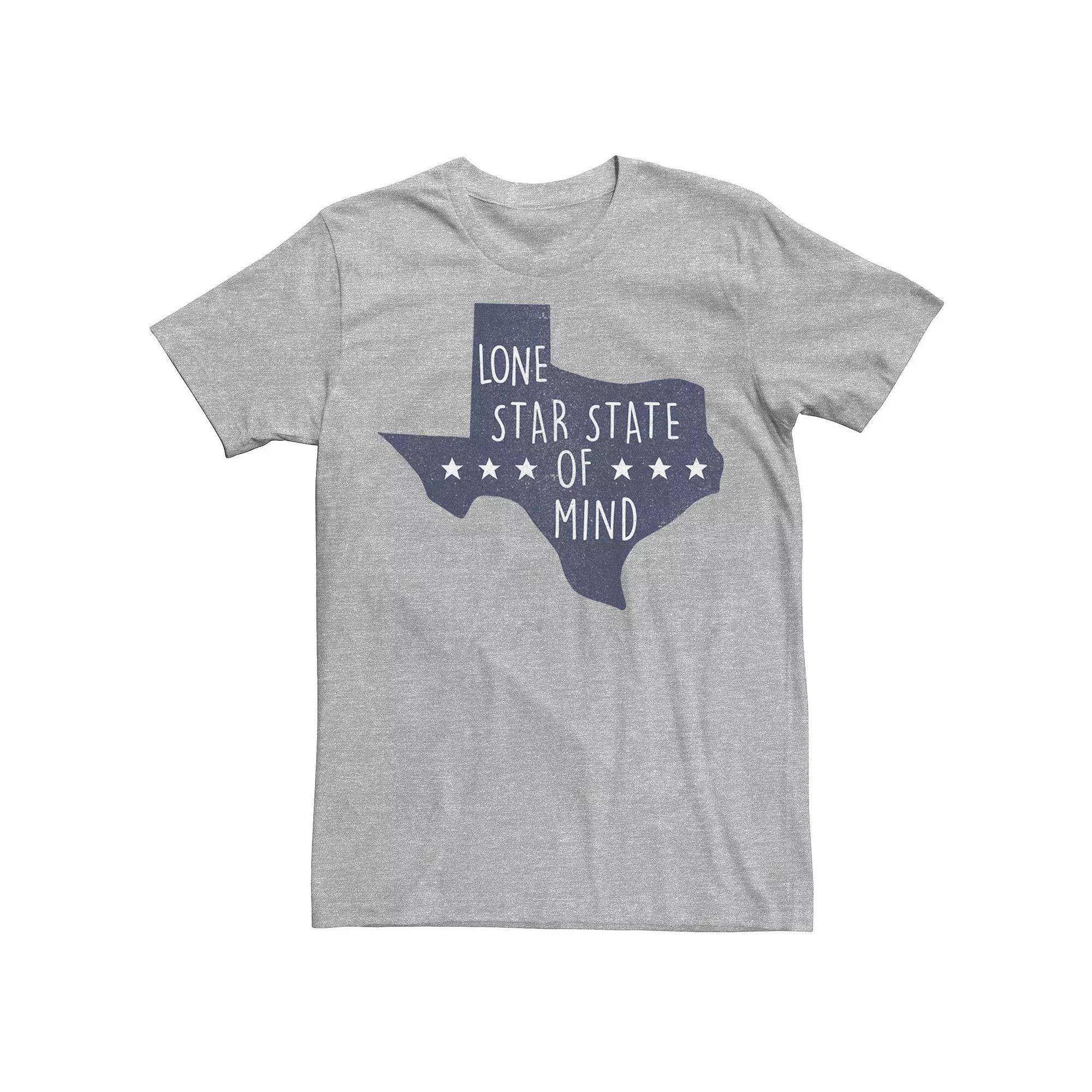 Men's Texas Lone Star State Of Mind Blue State Tee, Size: 3XL, Athletic Grey Product Image