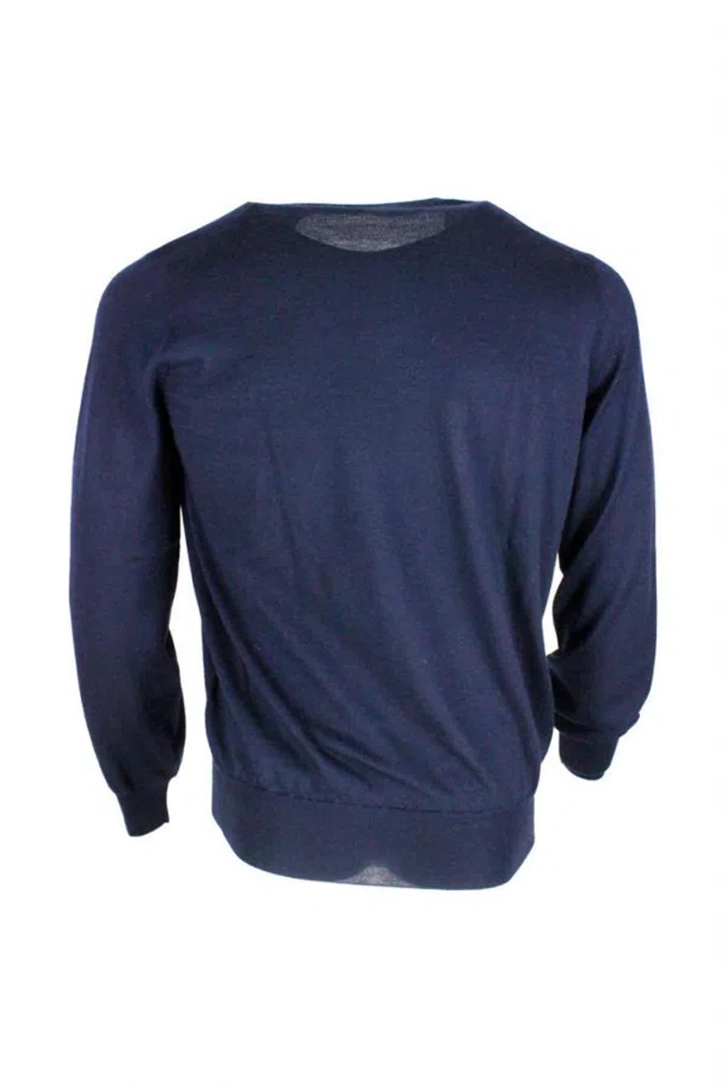 BRUNELLO CUCINELLI 100% Cashmere V-neck Sweater In Blue Product Image