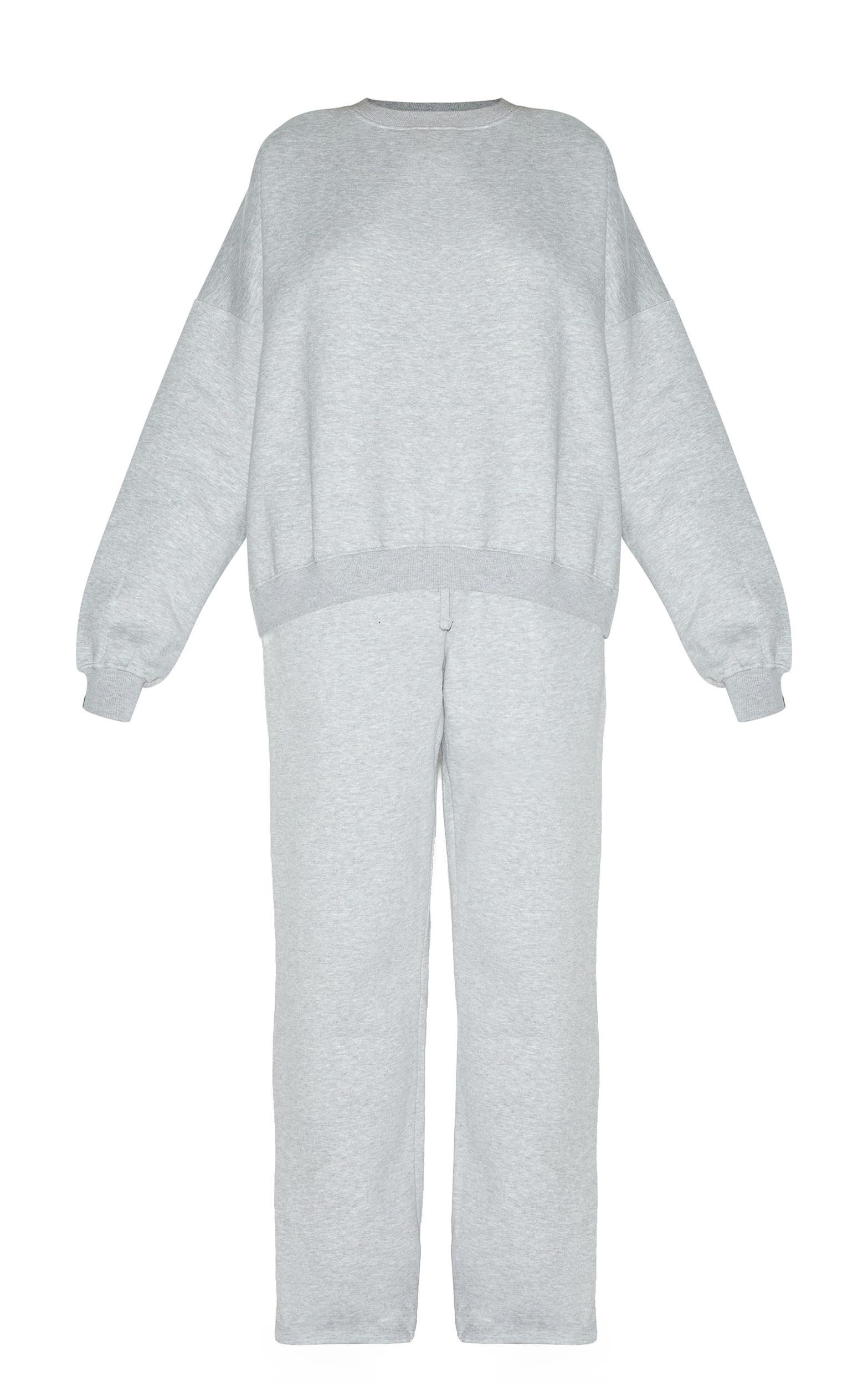 Ash Grey Oversized Sweatshirt Tracksuit Set Product Image