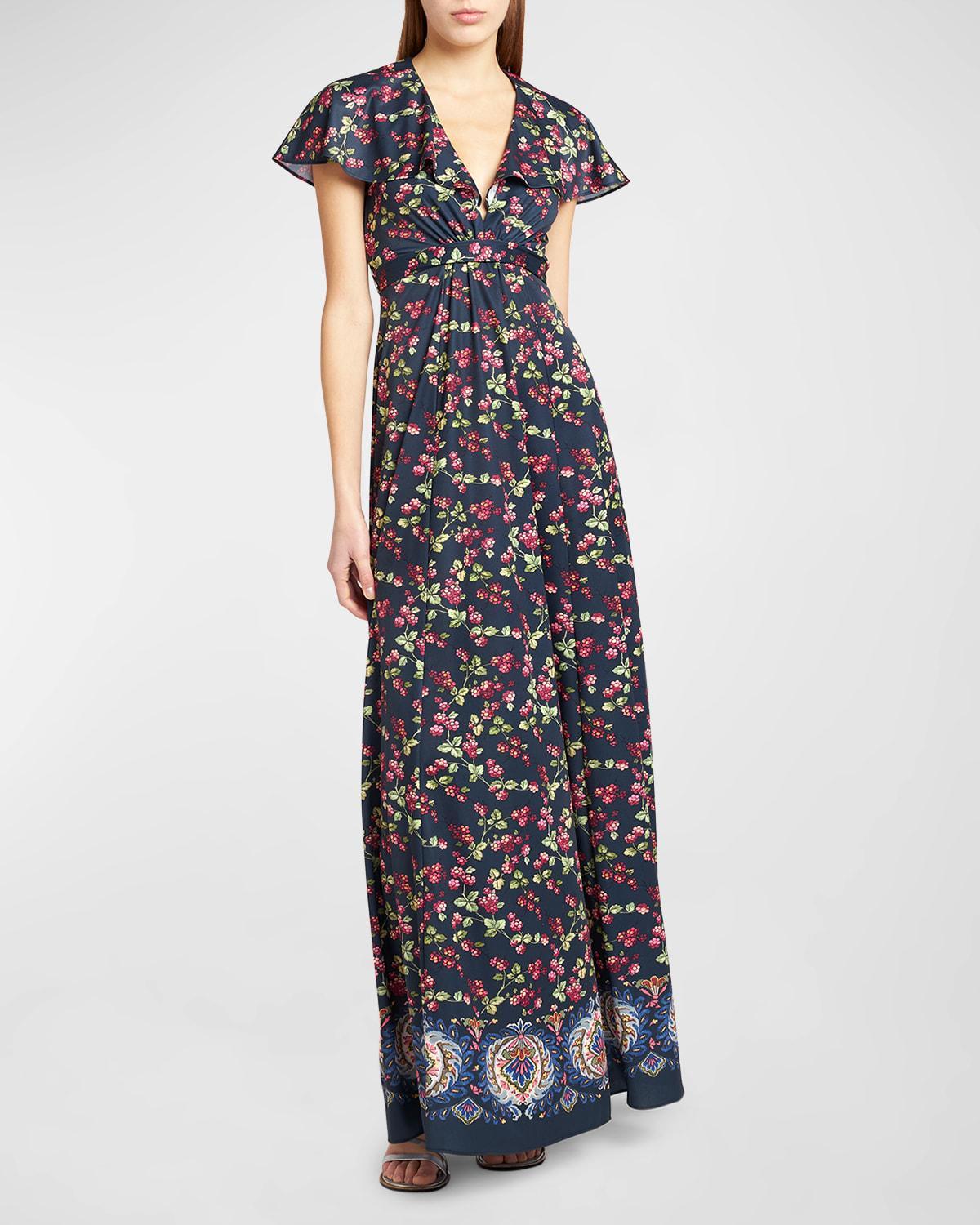 Womens Berry Print Flutter Gown Product Image