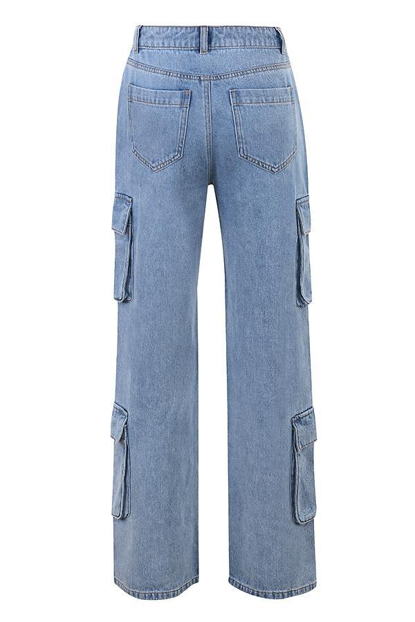 Ria  blue washed utility jeans Product Image