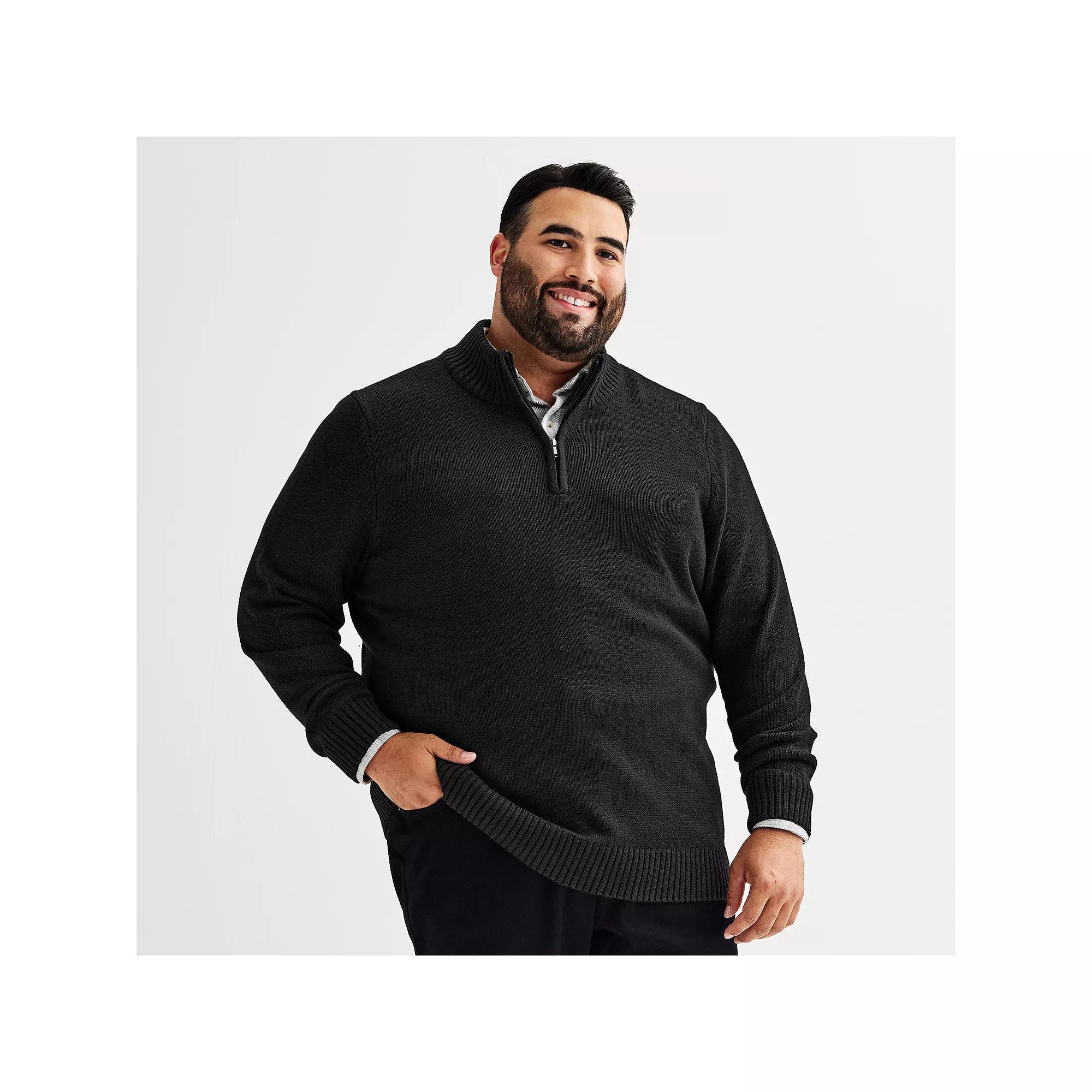 Big & Tall Sonoma Goods For Life® Quarter Zip Sweater, Men's, Size: Large Tall, Black Product Image