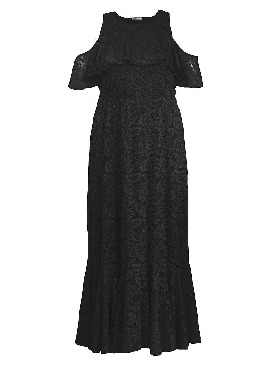 Womens Riviera Lace Cold-Shoulder Gown Product Image
