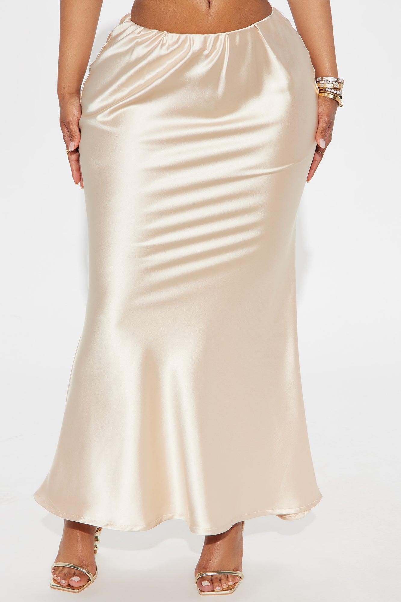 Kylie Satin Bias Cut Maxi Skirt - Champagne Product Image