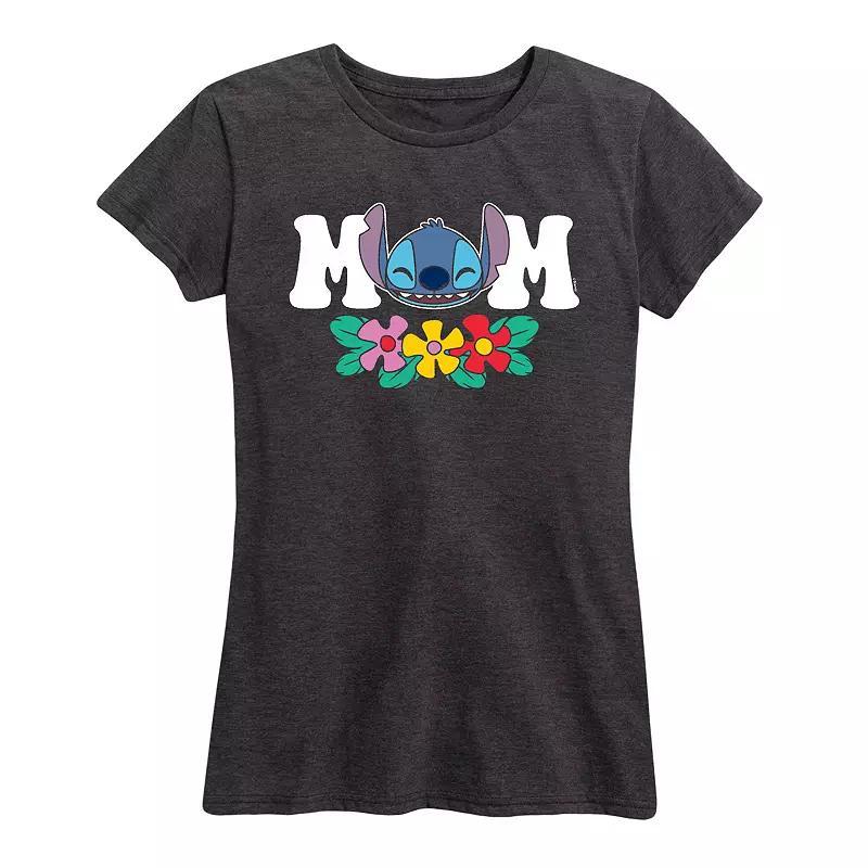 Disneys Lilo & Stitch Womens Mom Graphic Tee Heather Grey Product Image