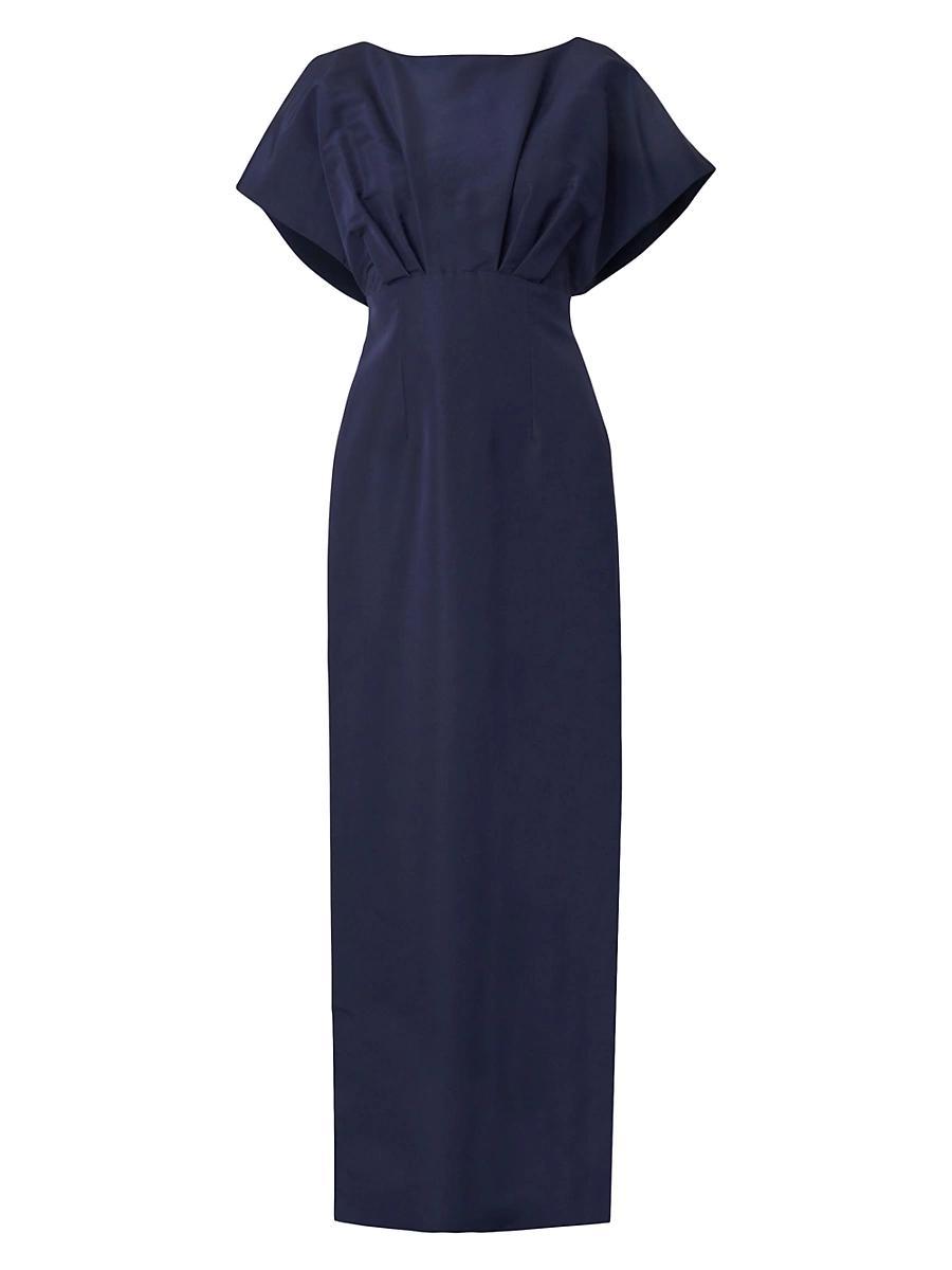 Womens Silk Faille Fan Bodice Column Gown Product Image