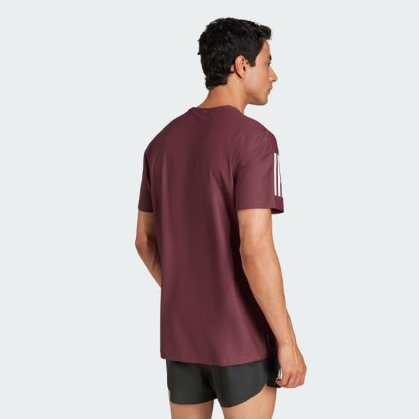 Mens adidas Own The Run Short Sleeve Tee Aurora Red Product Image