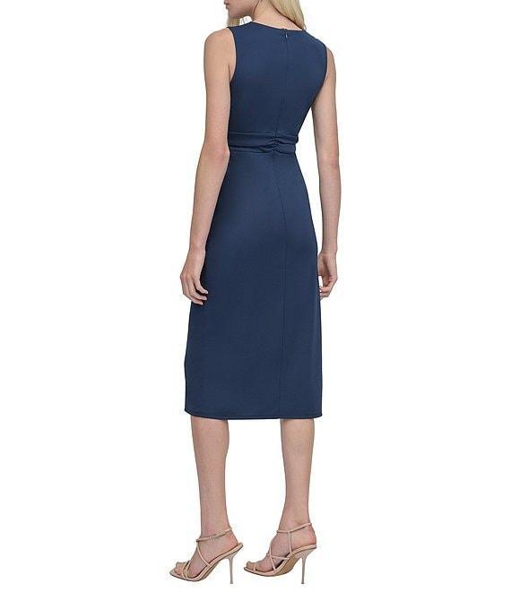 DKNY by Donna Karan Sleevless Ruched Sheath Midi Dress Product Image