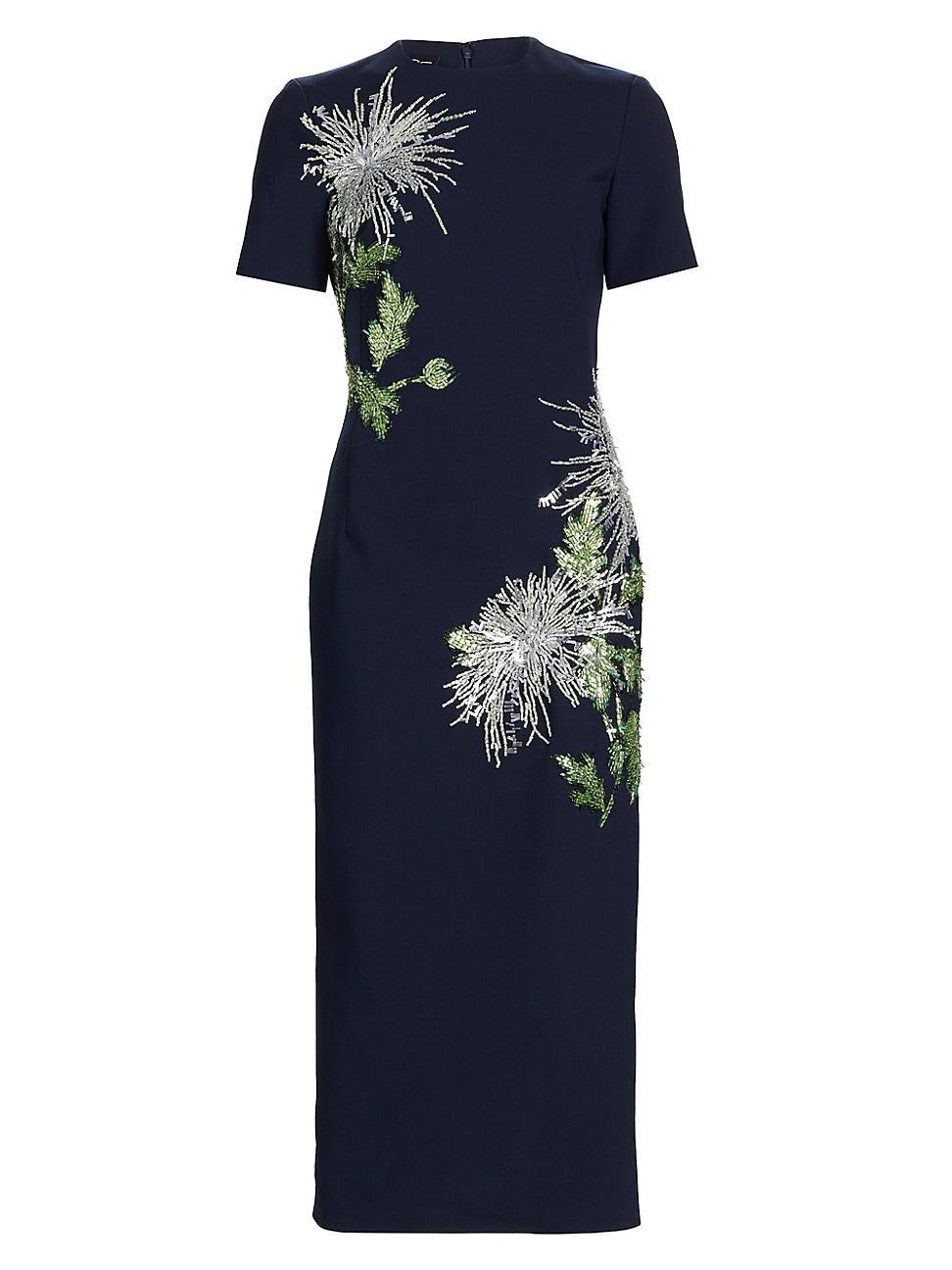 Womens Crystal Embroidered Dandelion Midi-Dress Product Image