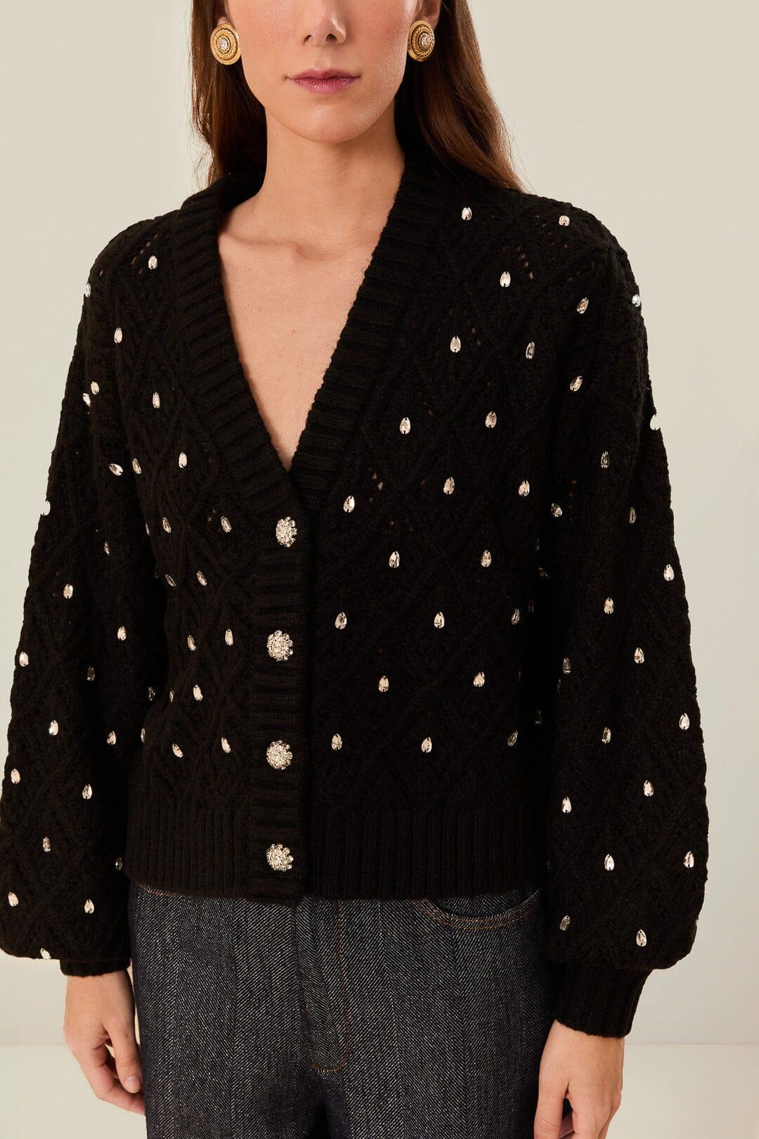 Black Lace Knit Sweater, BLACK / XL Product Image