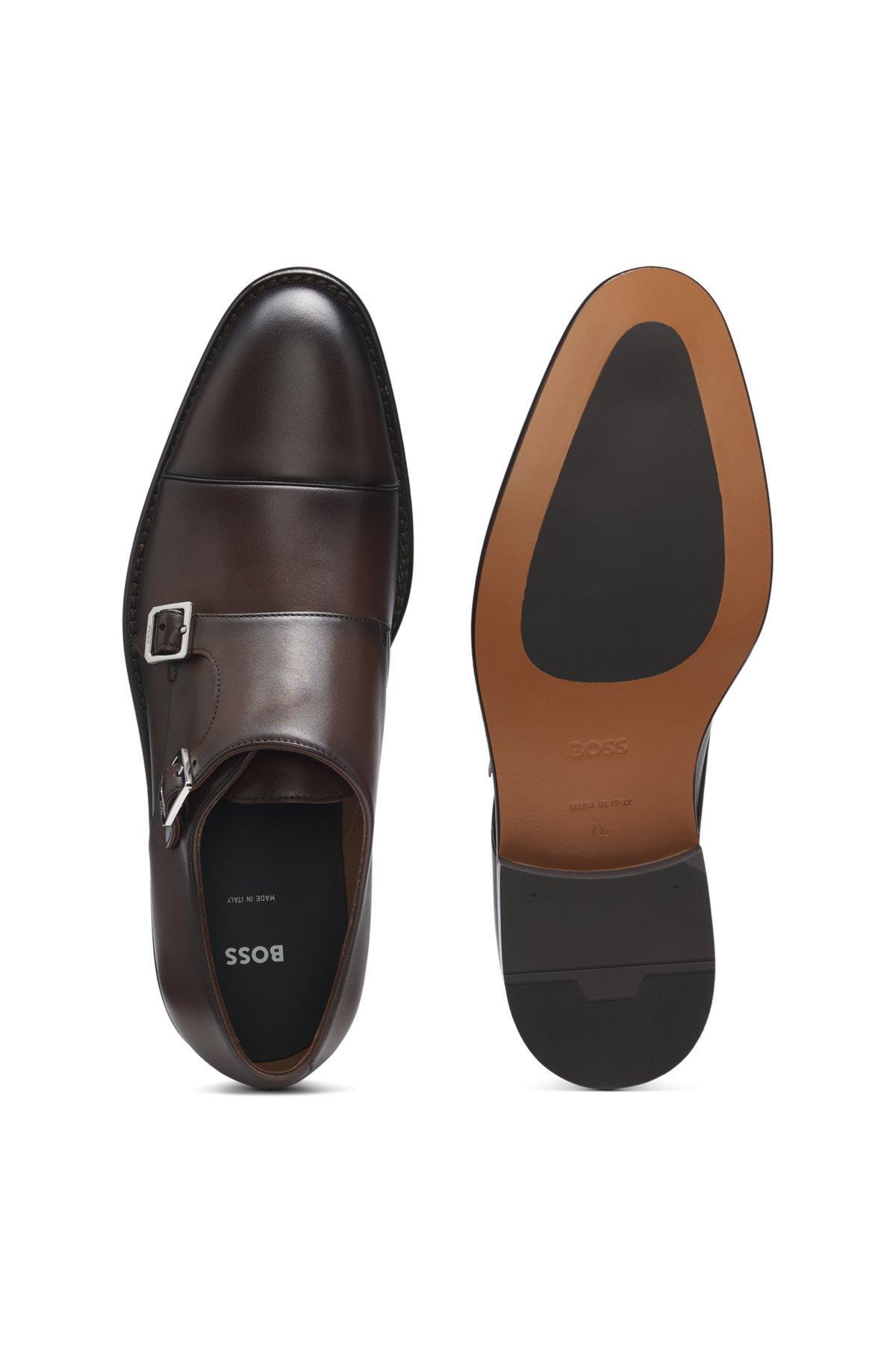 Leather monk shoes with double strap Product Image
