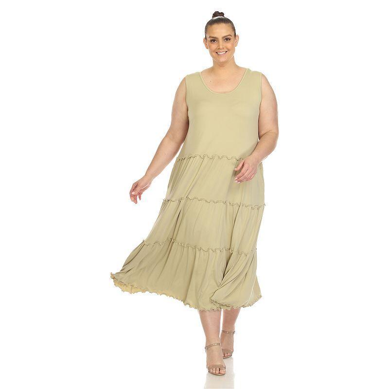 White Mark Plus Size Scoop Neck Tiered Midi Dress Product Image