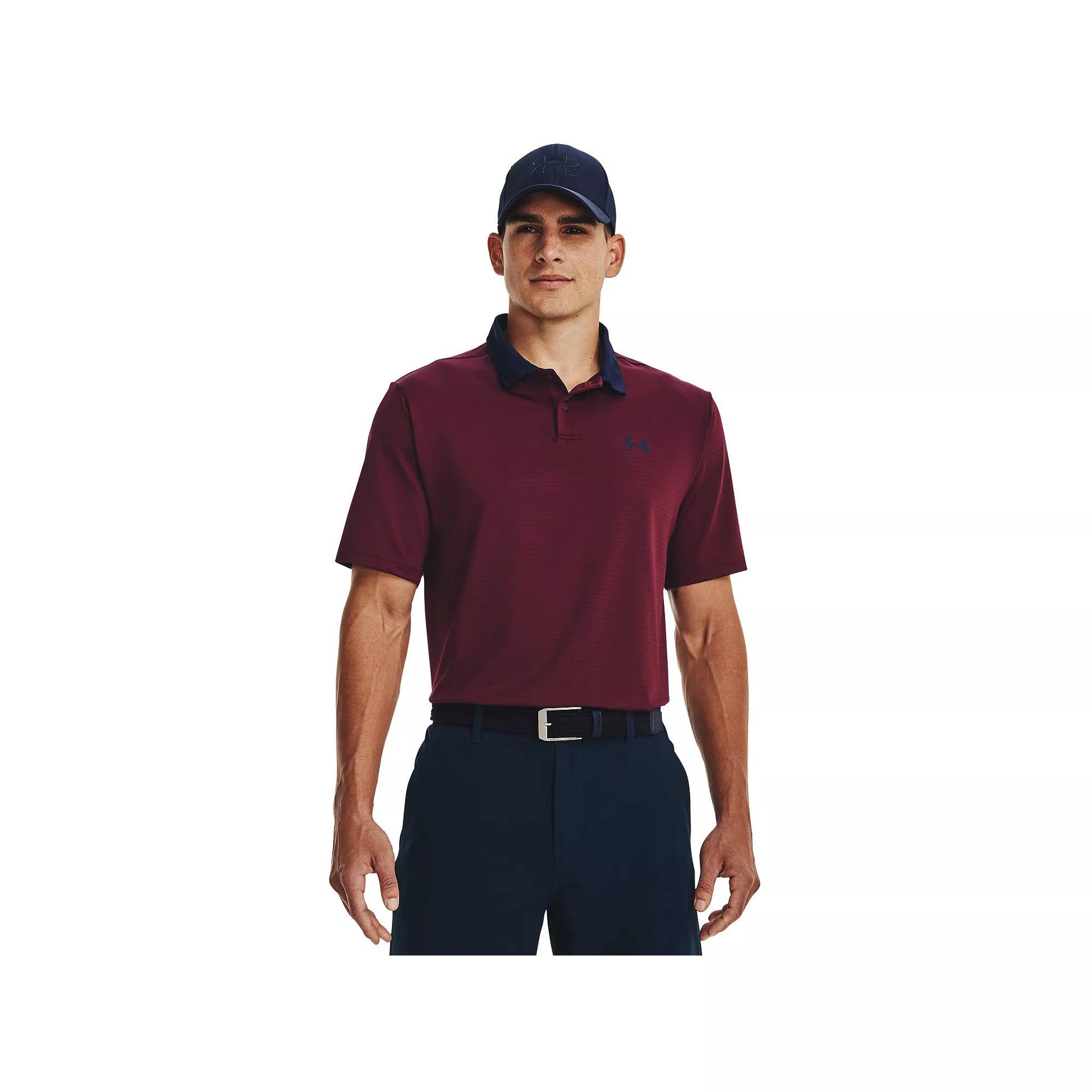 Men's Under Armour Performance 3.0 Stripe Polo, Size: Large, Red Product Image