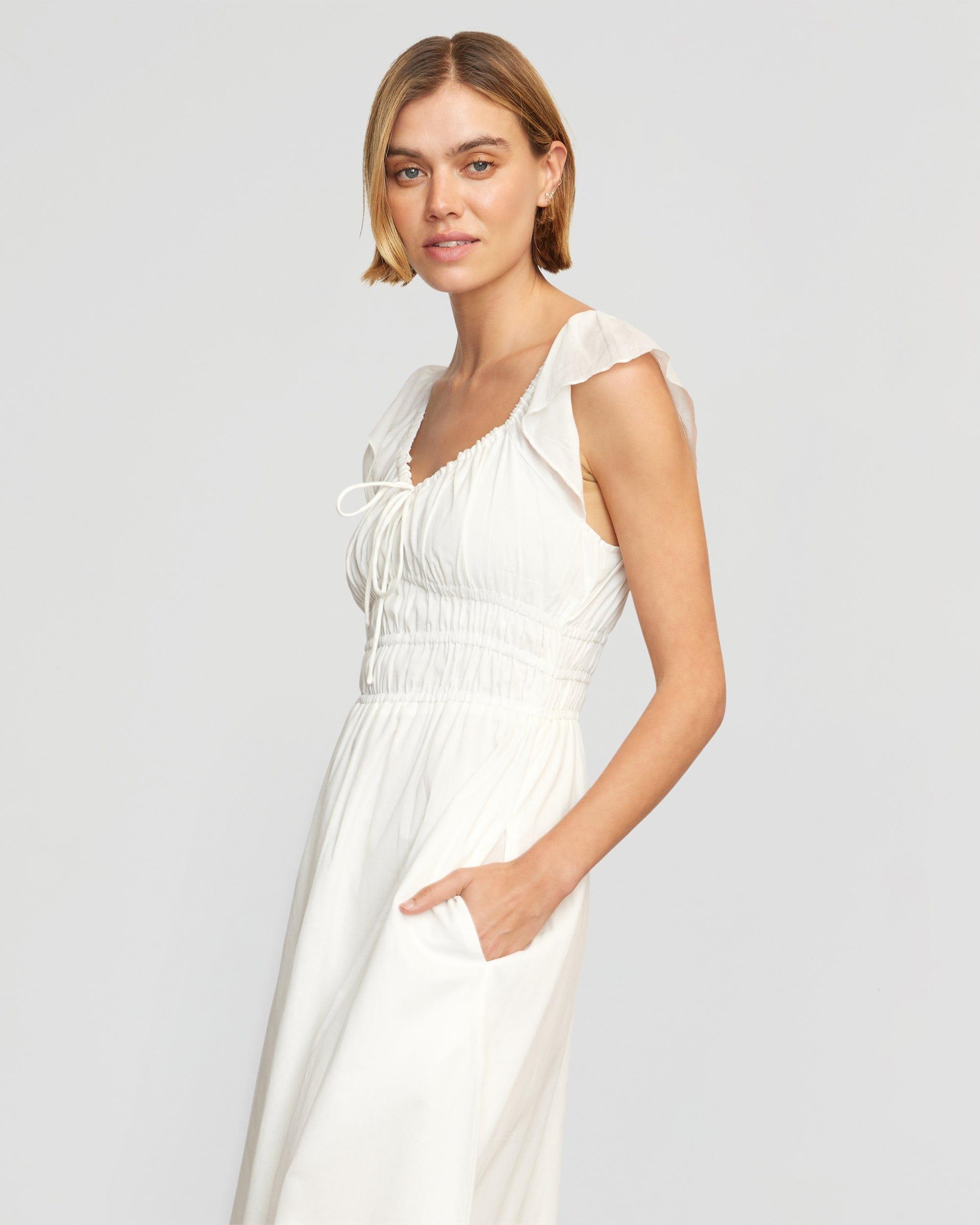 Mirae Shirred Flutter-Sleeve Dress Product Image