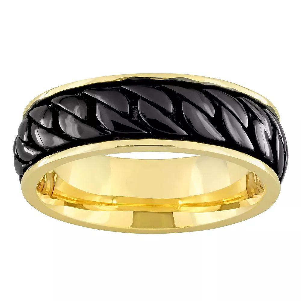 Stella Grace Men's 18k Gold Over Silver Ribbed Design Ring, Size: 10, 18k Gold Plated Product Image