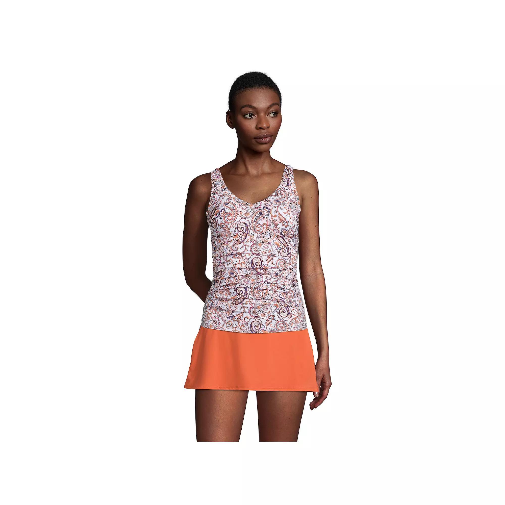Womens Lands End Ruched-Sides V-Neck UPF 50 Tankini Swimsuit Top Product Image