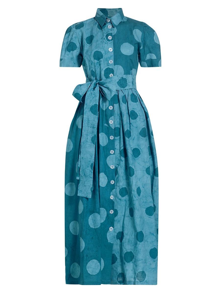 Womens Asake Polka Dot Cotton Maxi Shirtdress Product Image