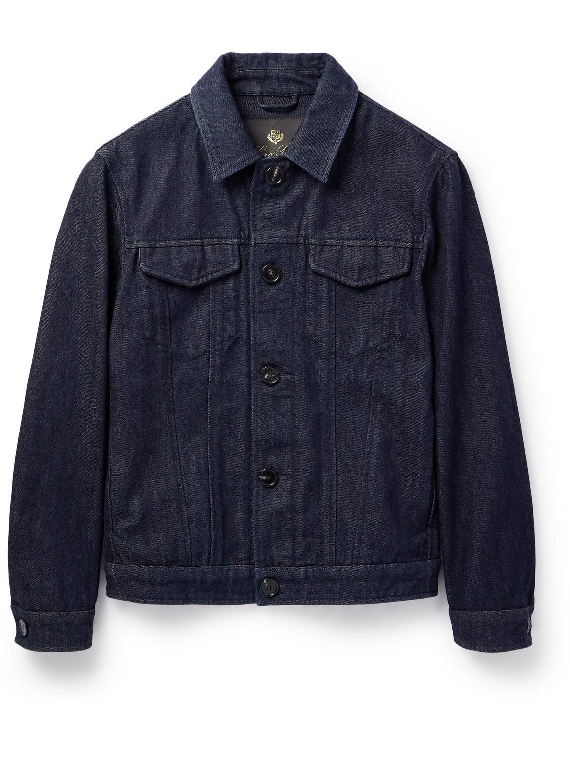 LORO PIANA Cotton And Cashmere-blend Denim Jacket In Blue Product Image